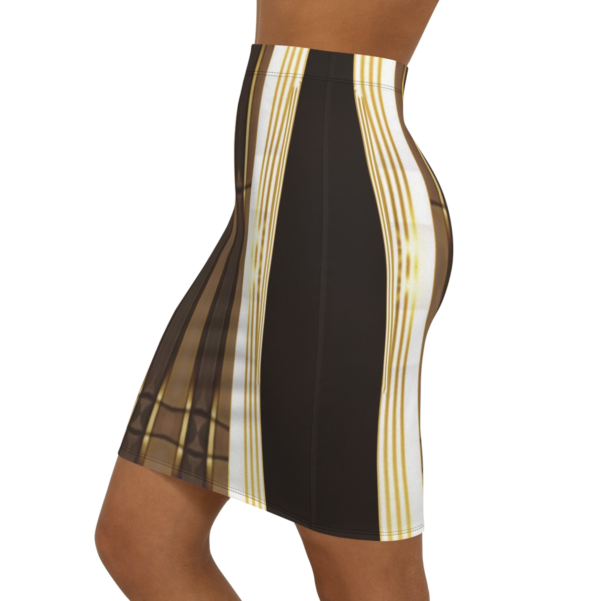 Gold.Chic Women’s Mid-Waist Pencil Skirt, Stylish Office Wear, Casual Evening Outfit, Trendy Fashion Piece, Unique Gift Idea