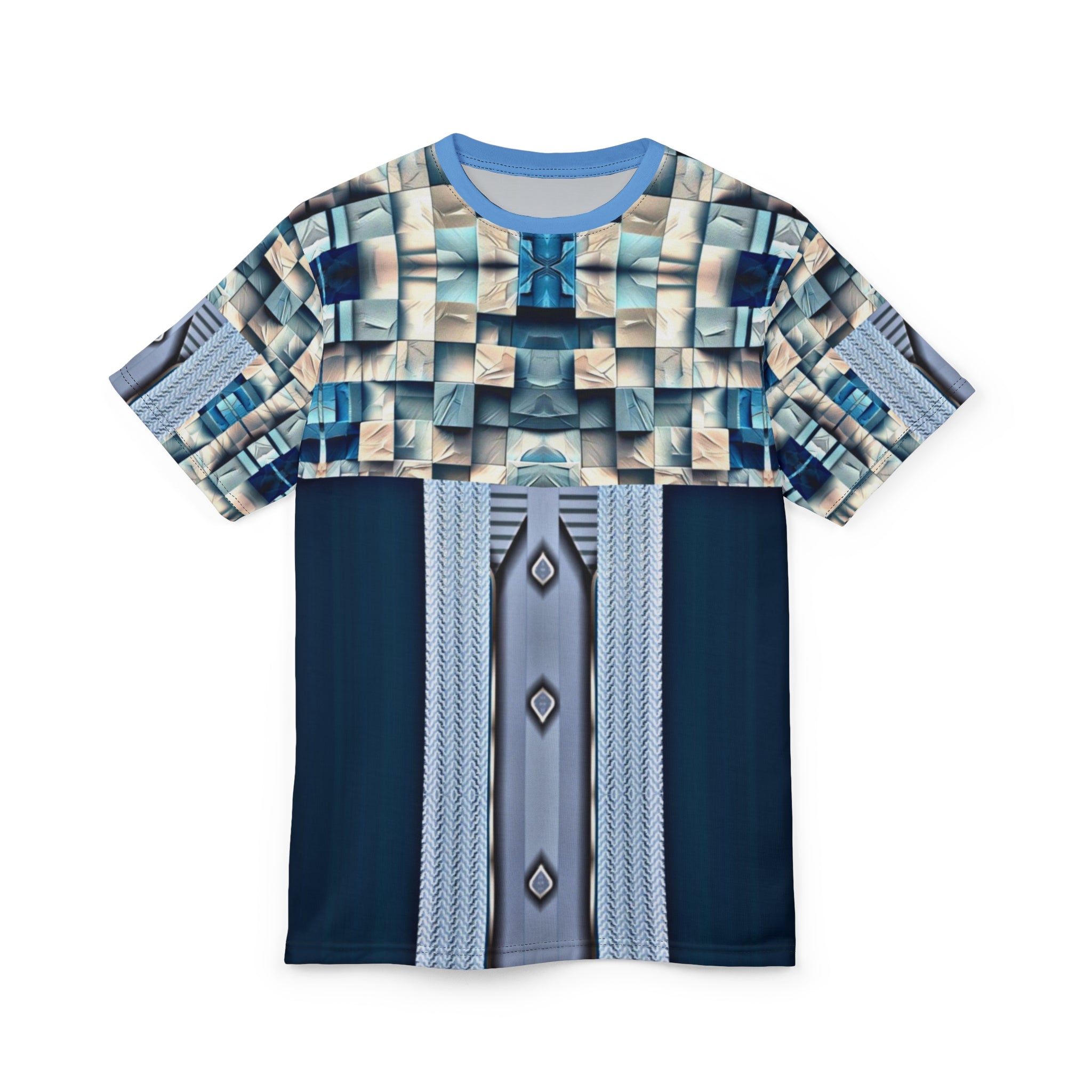 Blue stone,Abstract Geometric Unisex Tee, Unique Graphic Shirt, Trendy Casual Wear, Cool Art Fashion, Statement Piece for Every Occasion