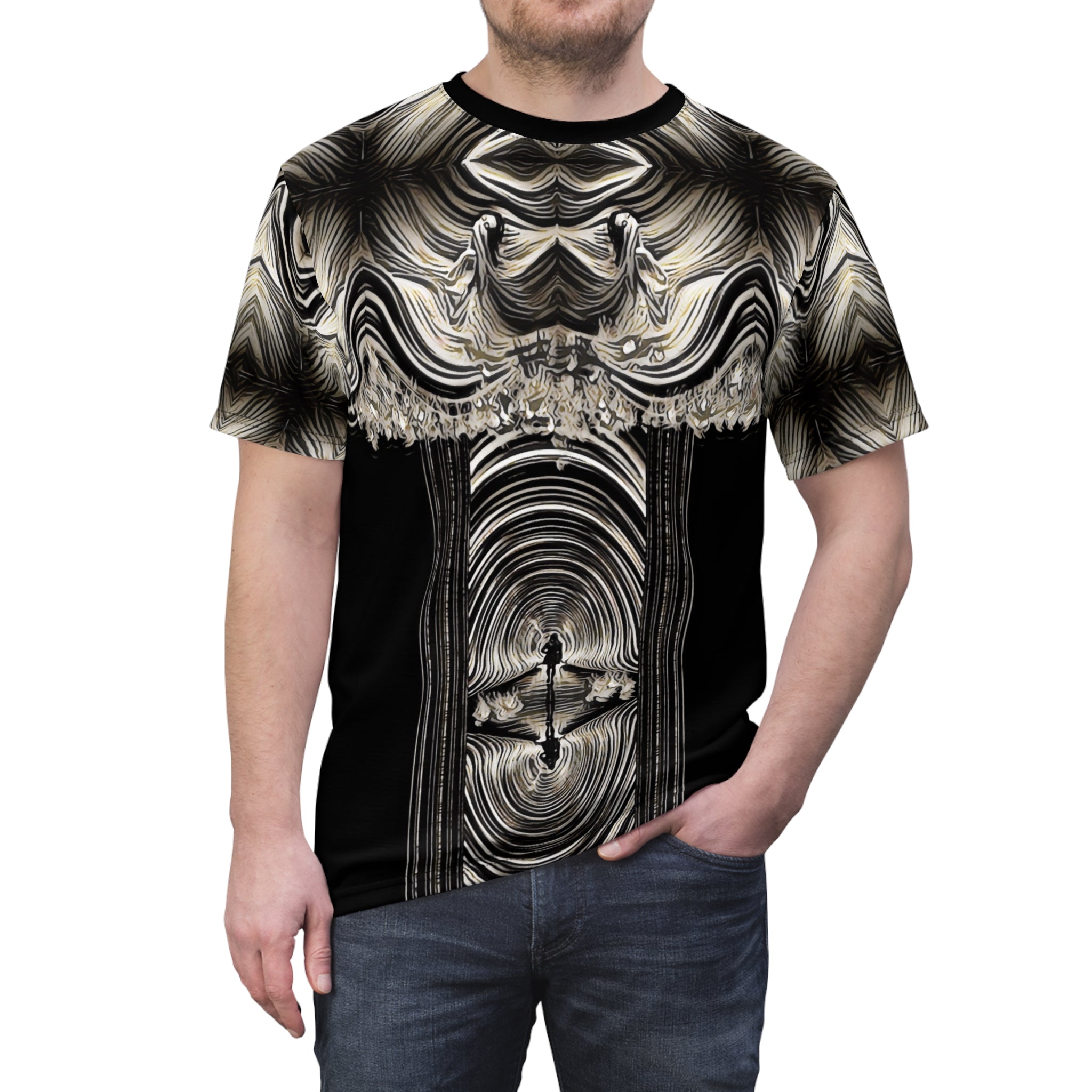 Women with a mask for Men,Unisex Cut & Sew Tee (AOP)