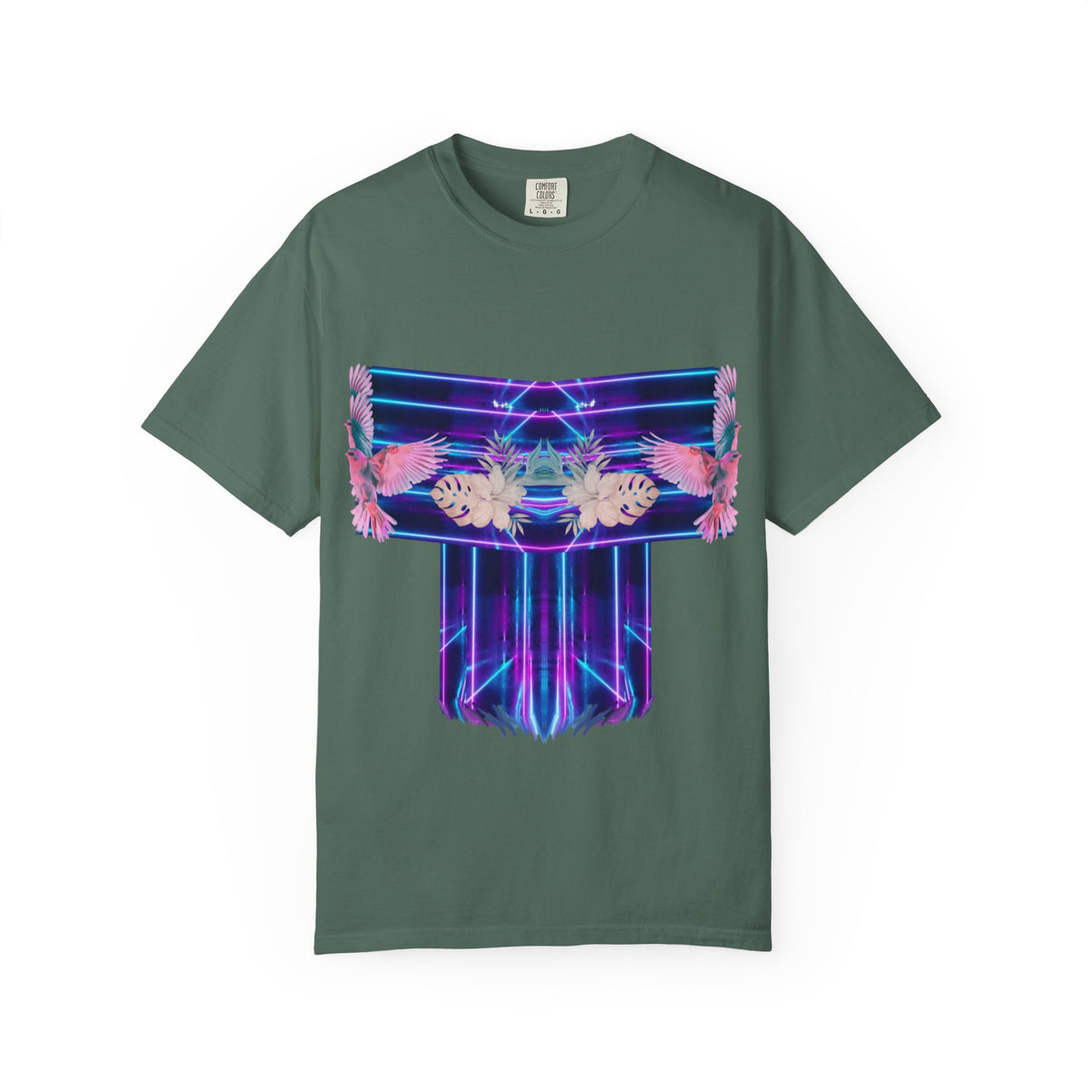 pink robin Hawaii flowers,Unisex Garment-Dyed T-shirt