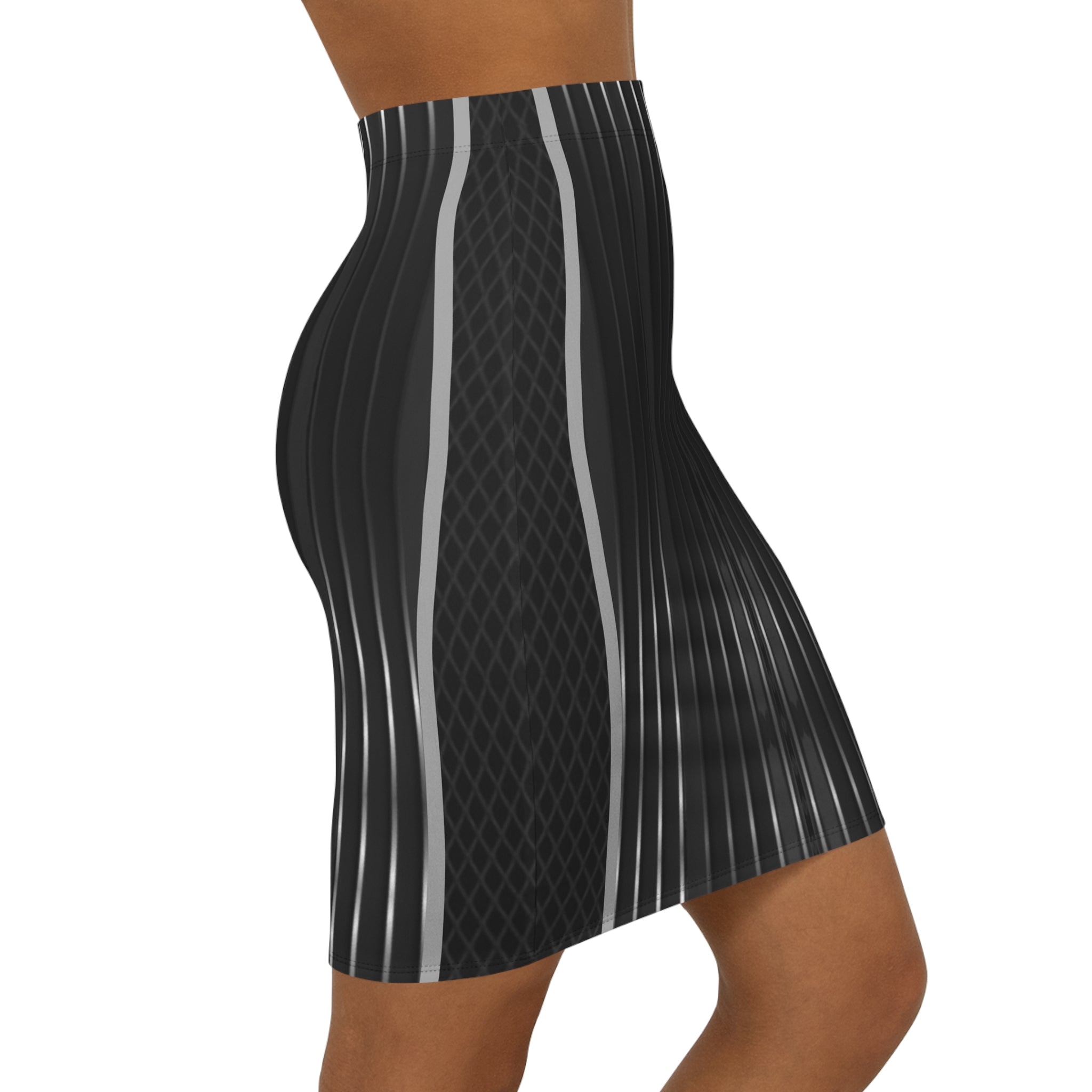Chic Striped Mid-Waist Pencil Skirt for Women - Elegant Office Wear