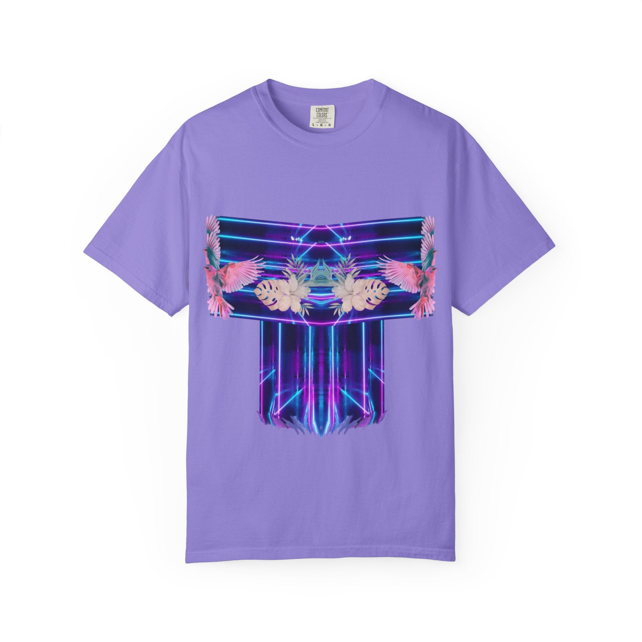 pink robin Hawaii flowers,Unisex Garment-Dyed T-shirt