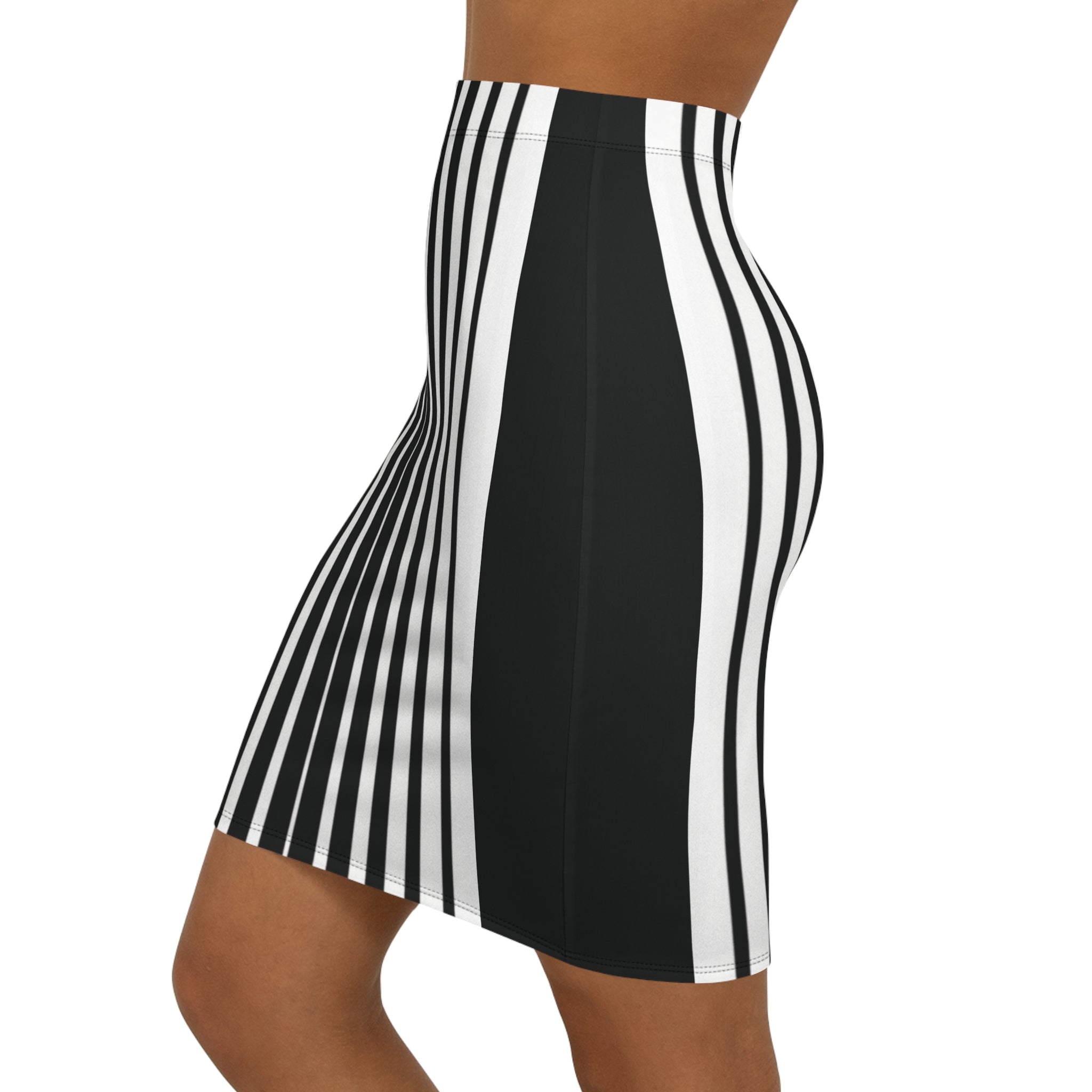 3D White Lines Midi Pencil Skirt - Versatile Fashion for Every Occasion