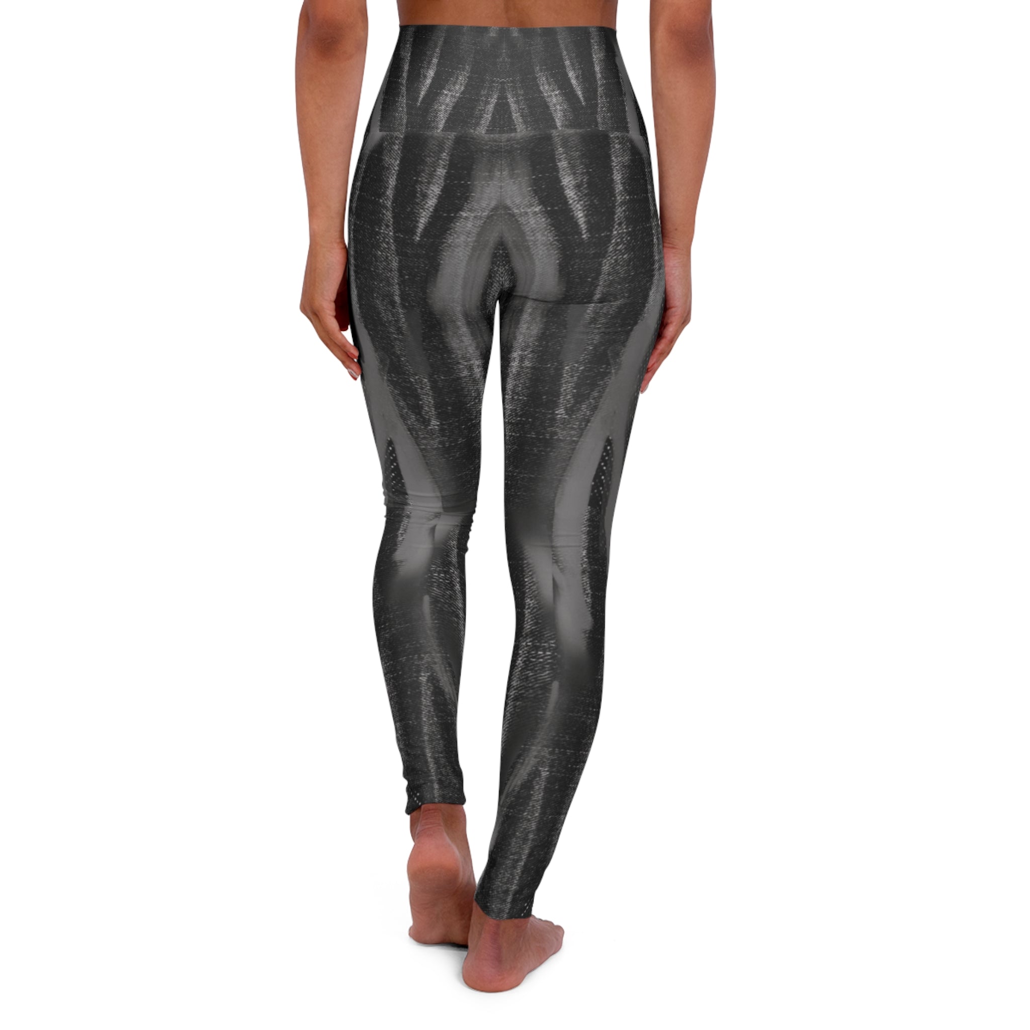 Black tie dye jeans pattern,High Waisted Yoga Leggings (AOP)