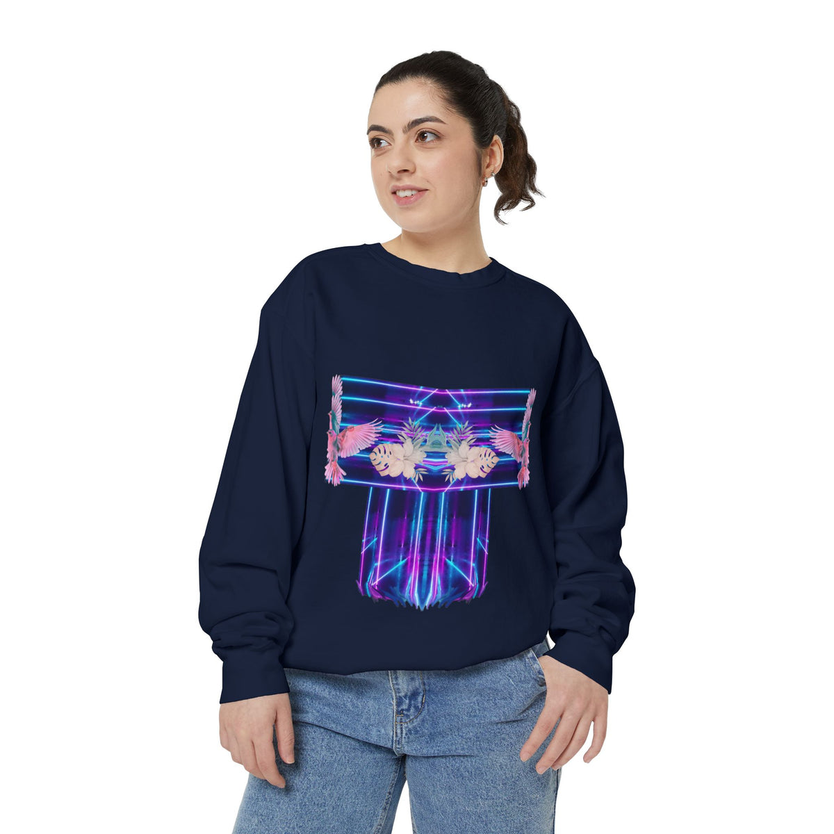 Pink bird.Abstract Neon Prism Sweatshirt