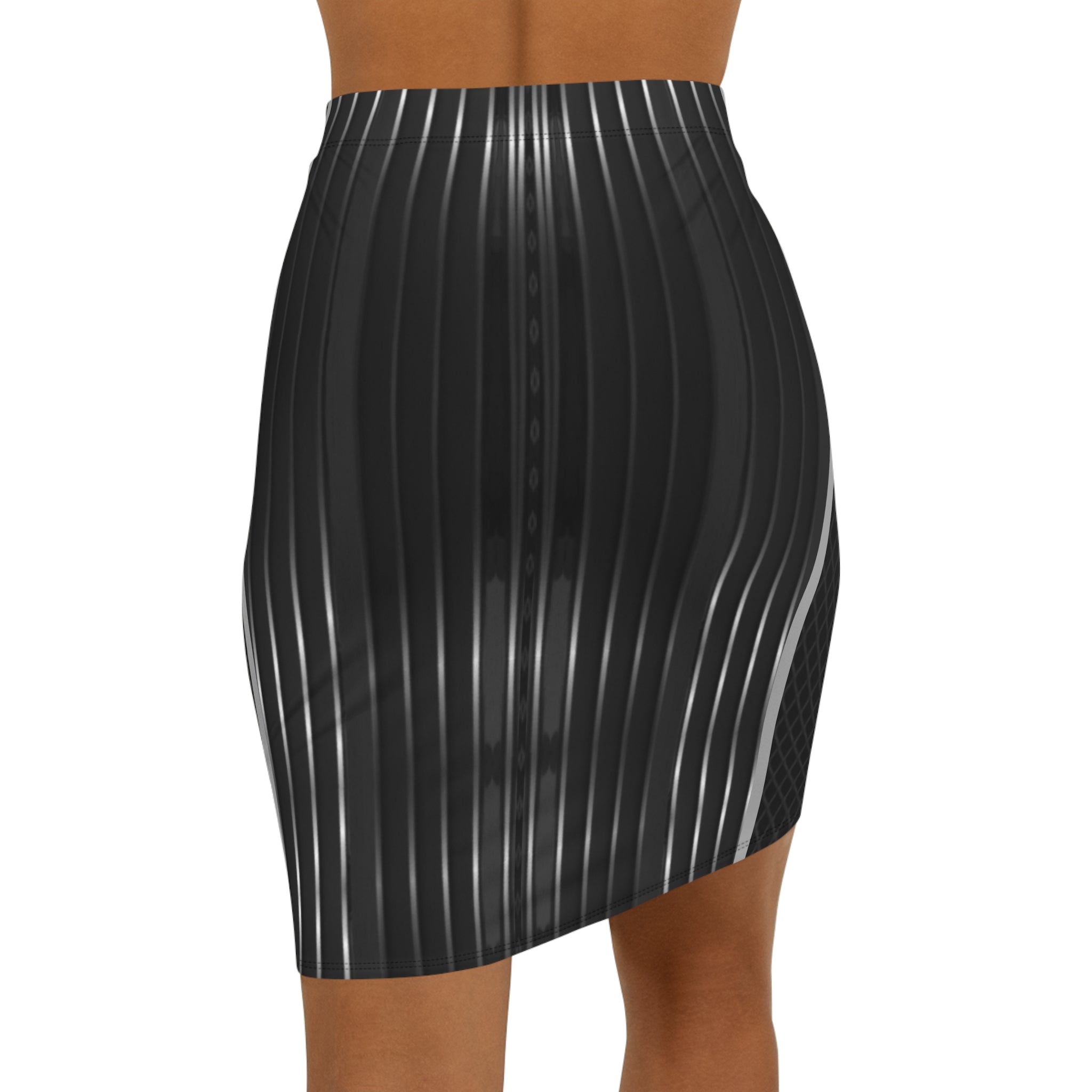 Chic Striped Mid-Waist Pencil Skirt for Women - Elegant Office Wear