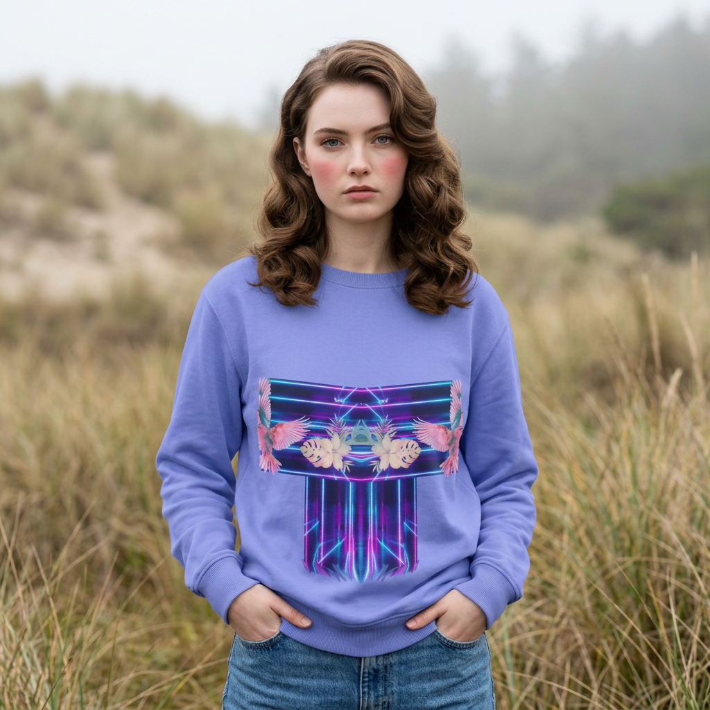 Pink bird.Abstract Neon Prism Sweatshirt