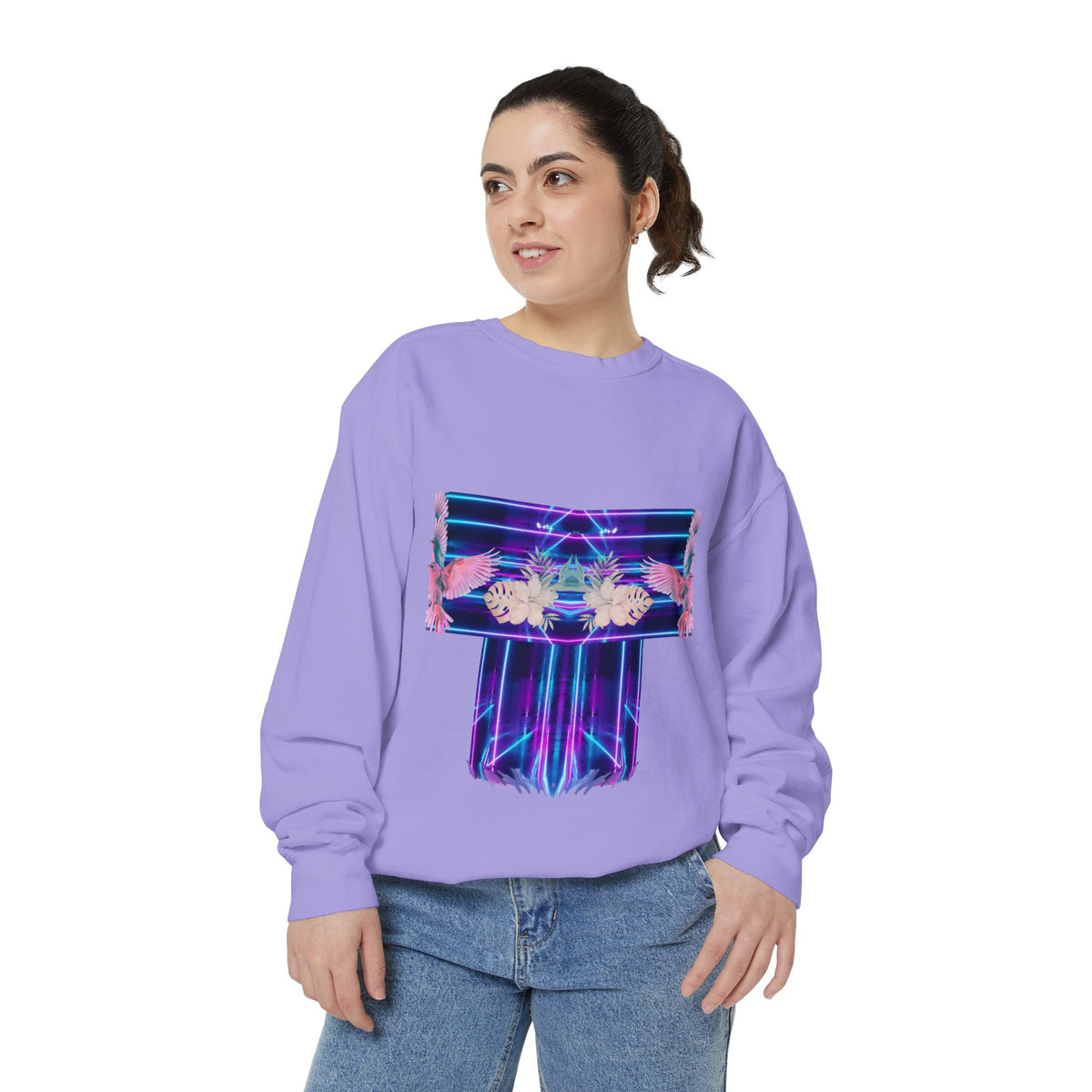 Pink bird.Abstract Neon Prism Sweatshirt
