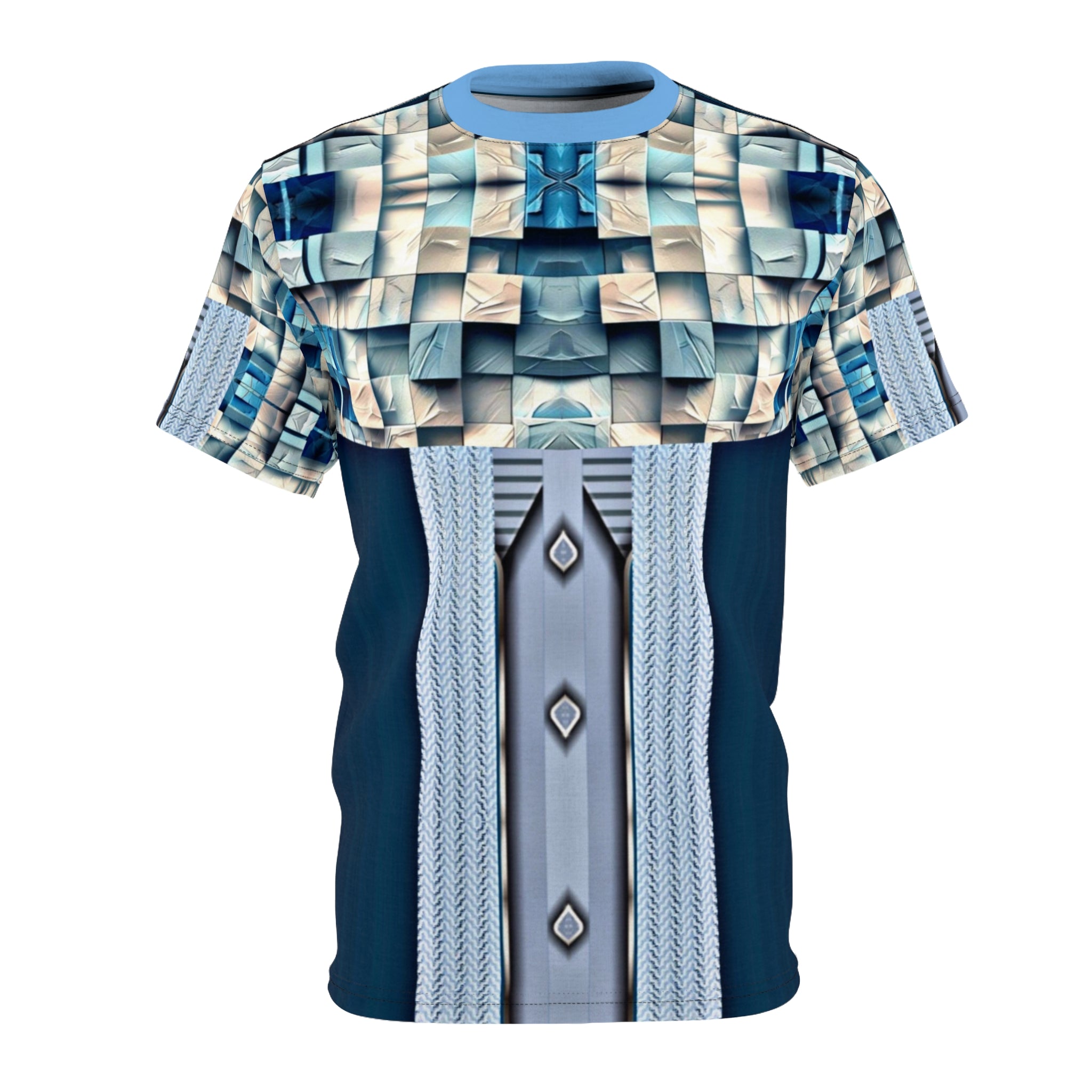 Blue stone,Abstract Geometric Unisex Tee, Unique Graphic Shirt, Trendy Casual Wear, Cool Art Fashion, Statement Piece for Every Occasion
