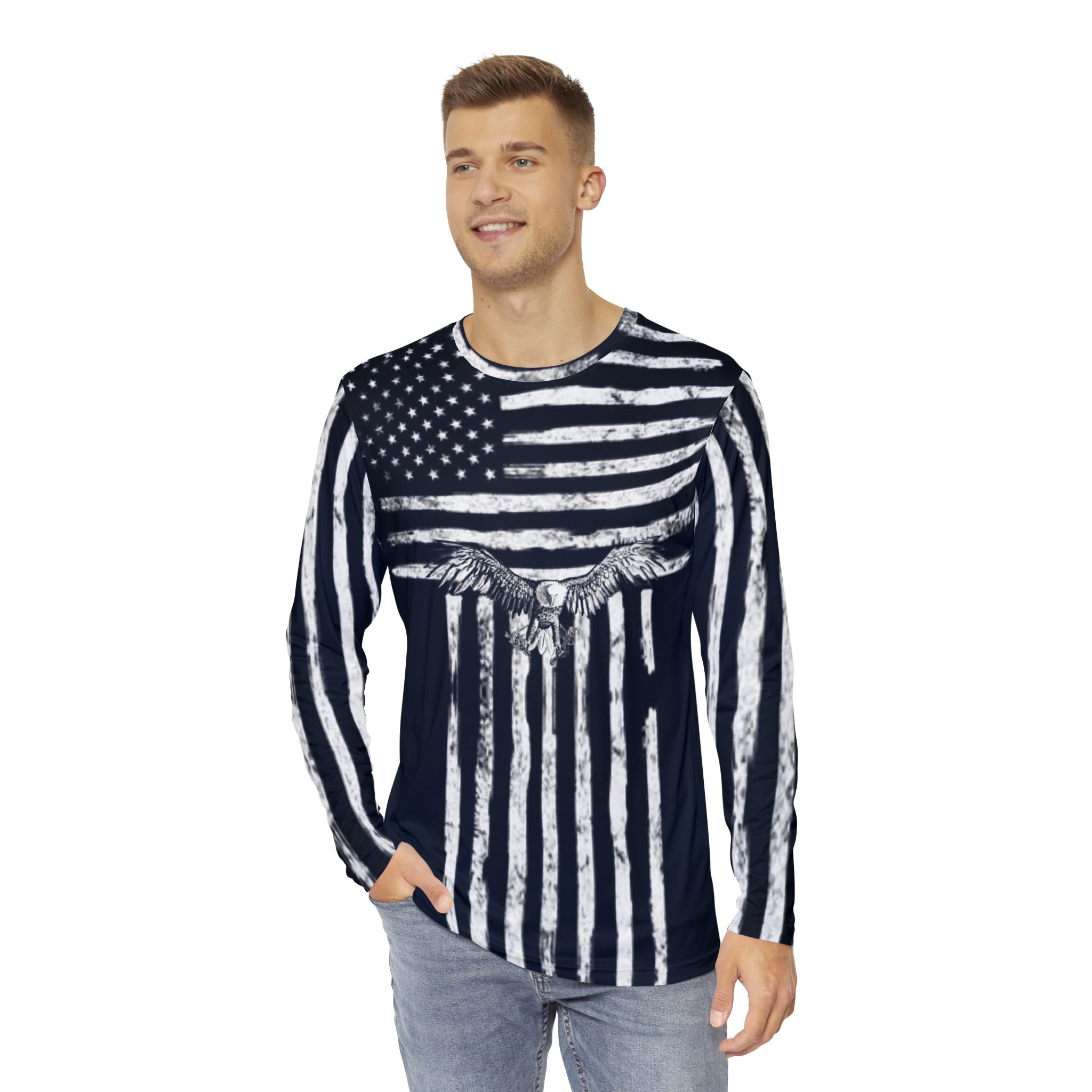 Long Sleeve Shirt with USA Flag Design