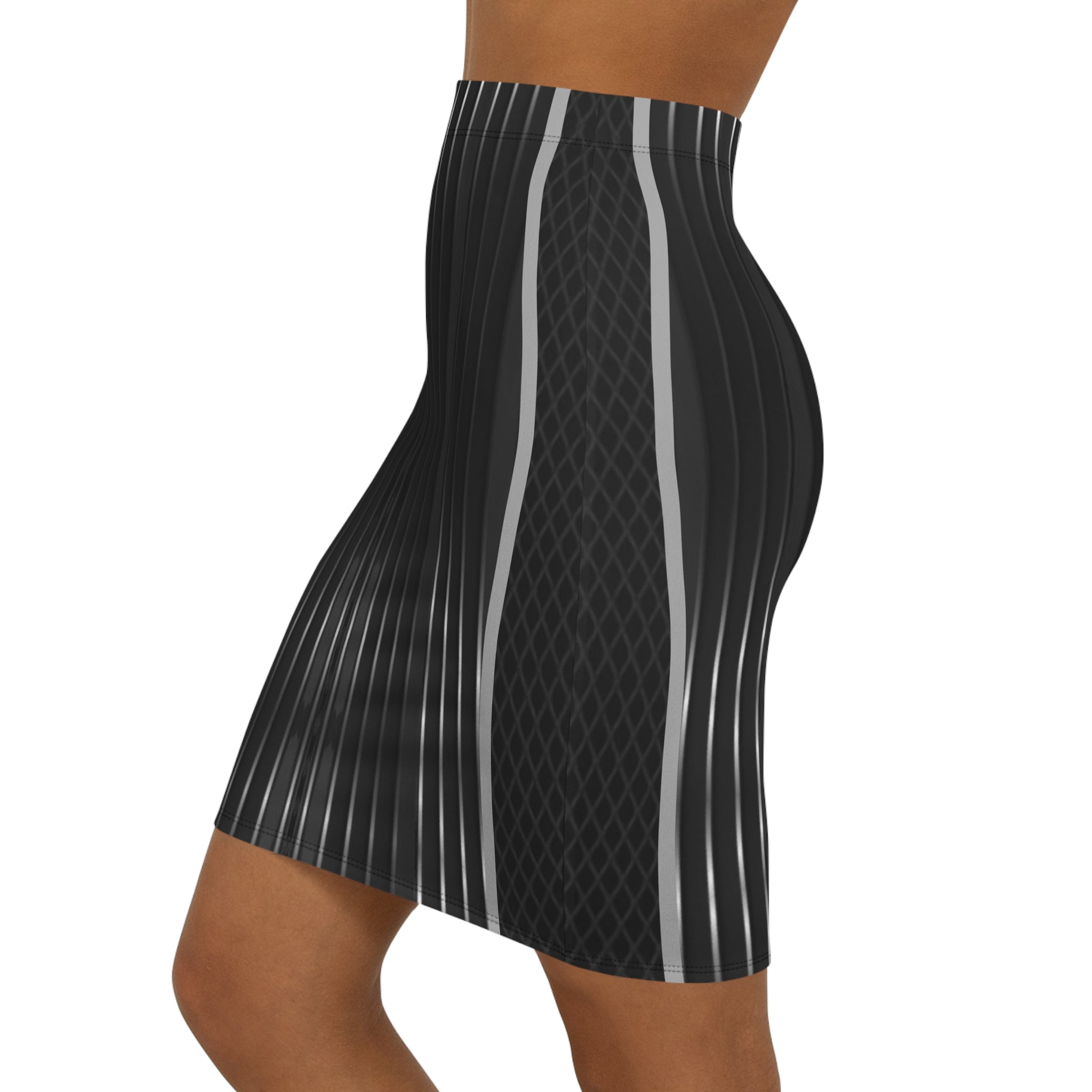 Chic Striped Mid-Waist Pencil Skirt for Women - Elegant Office Wear