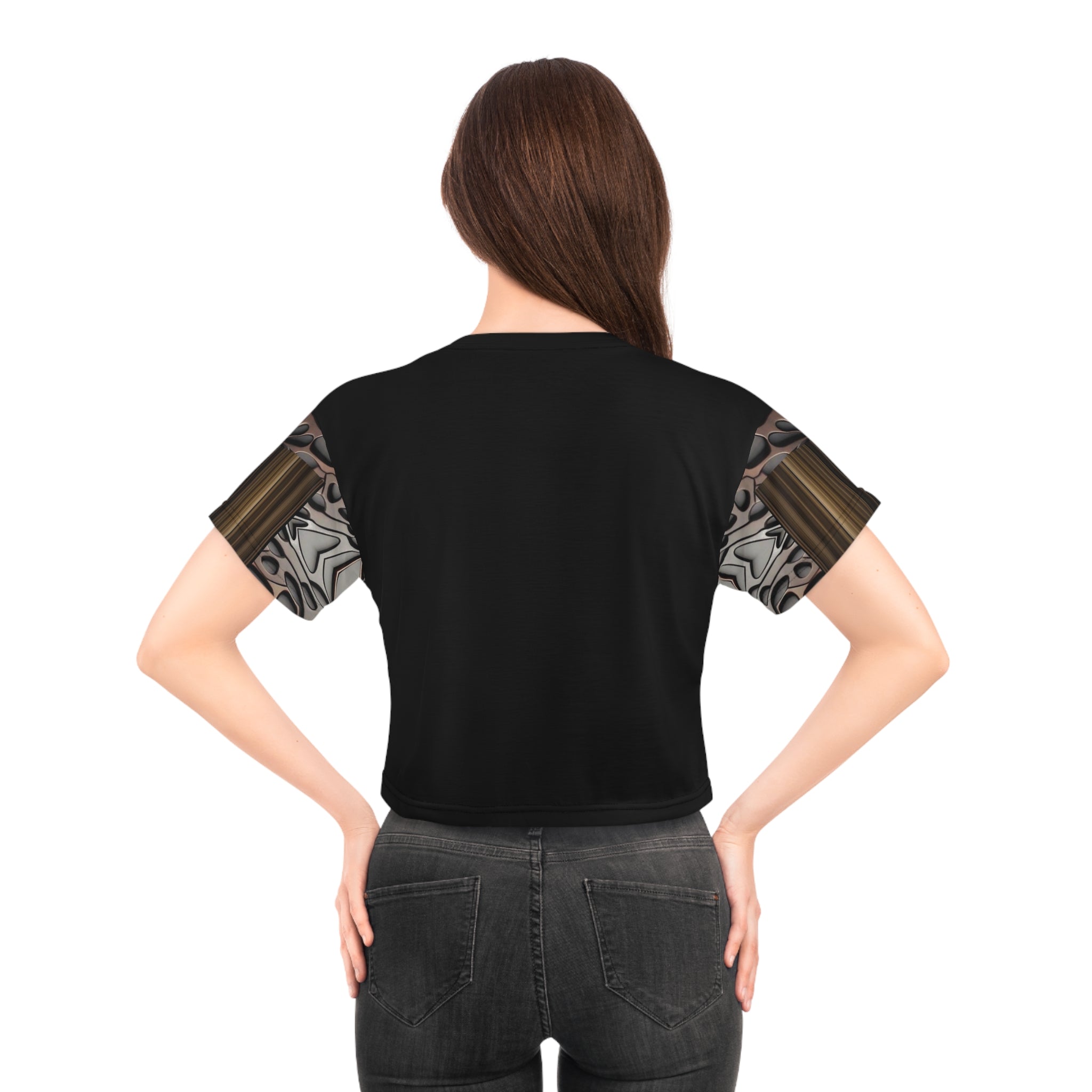 French polish,Chic Abstract Crop Tee, Artful Casual Top, Trendy Summer Tee, Unique Statement Shirt, Monochrome Modern Style, Gift for Fashion Lovers