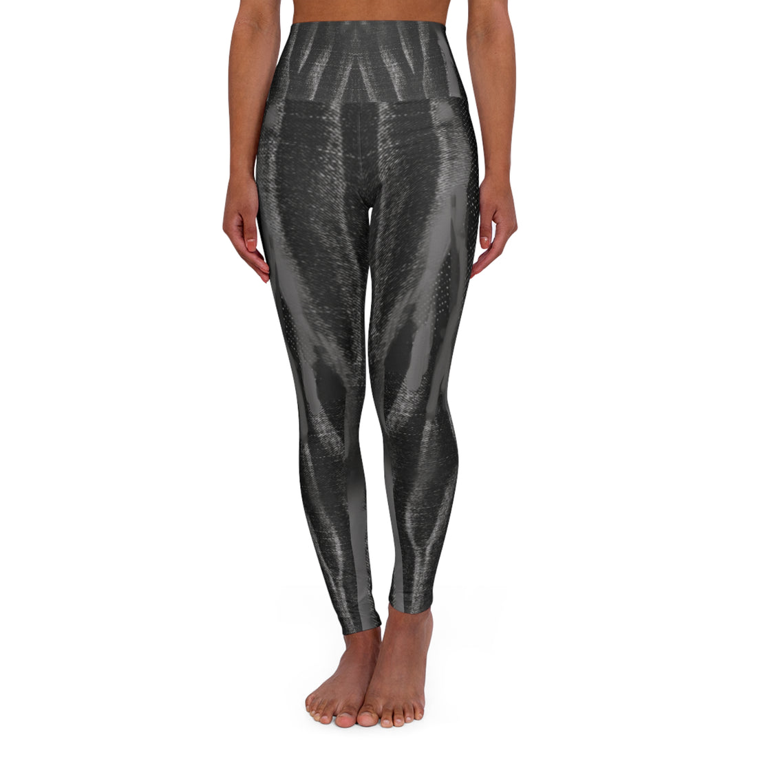 Black tie dye jeans pattern,High Waisted Yoga Leggings (AOP)