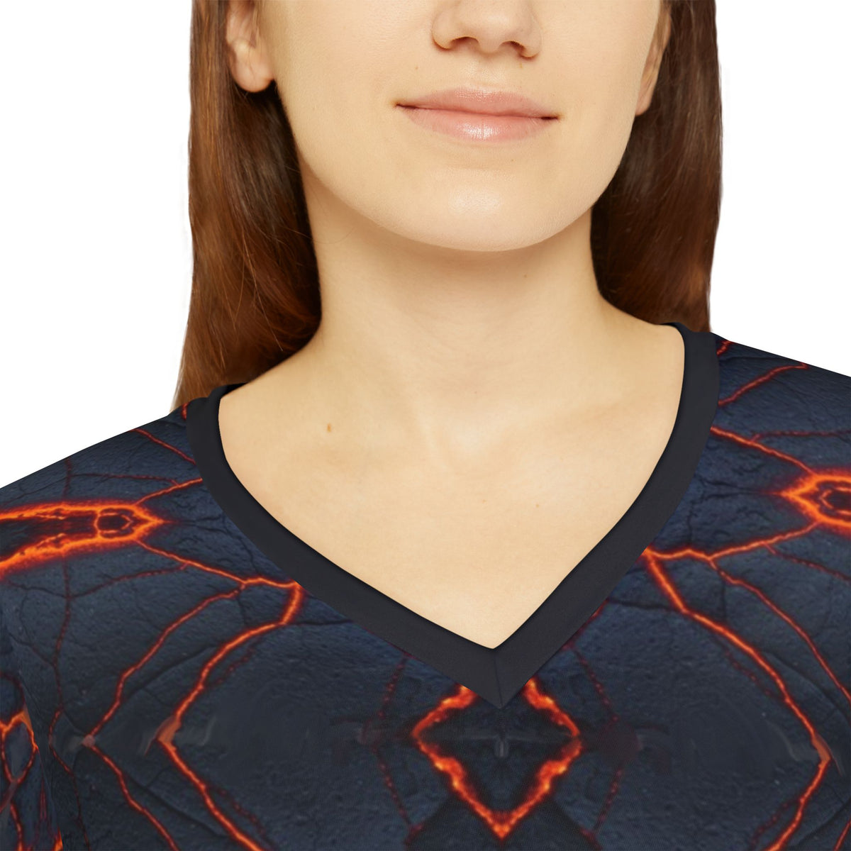 Volcanic Glow. V‑Neck Long Sleeve