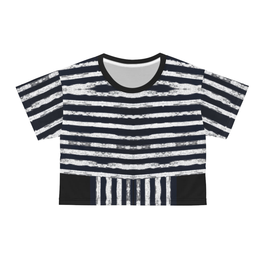 Crop Tee - White Scratch Lines Graphic Design T-Shirt