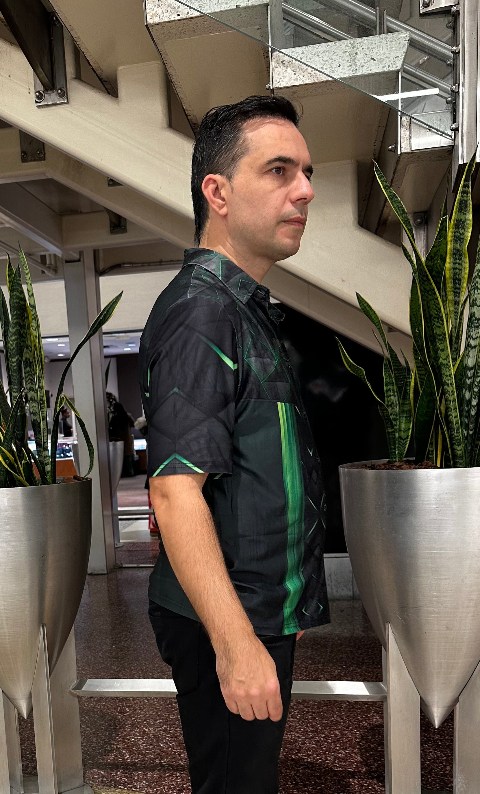 Green triangle,Casual shirt,Short sleeve for men