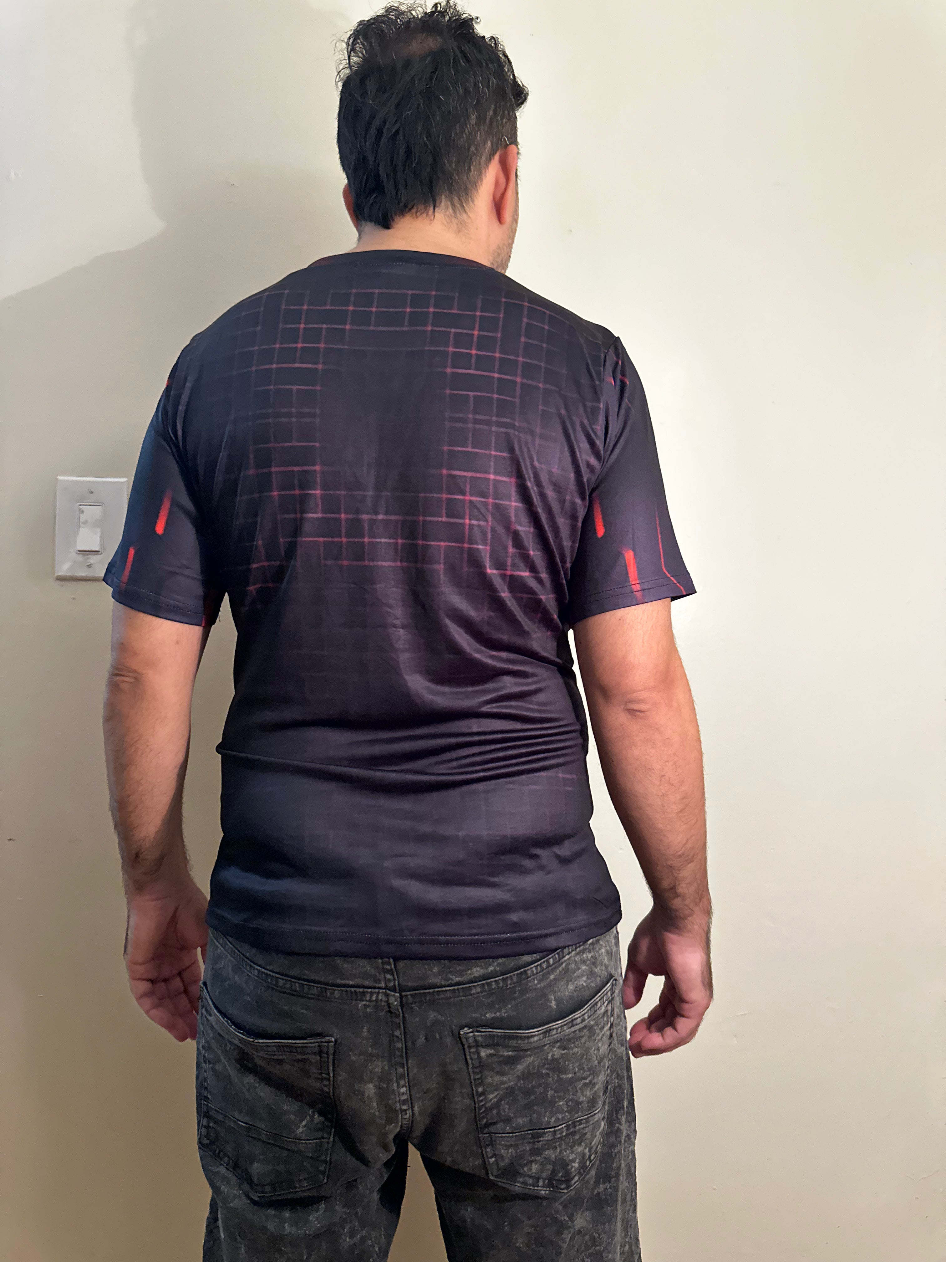 Red techno,O-neck,Short sleeve for men