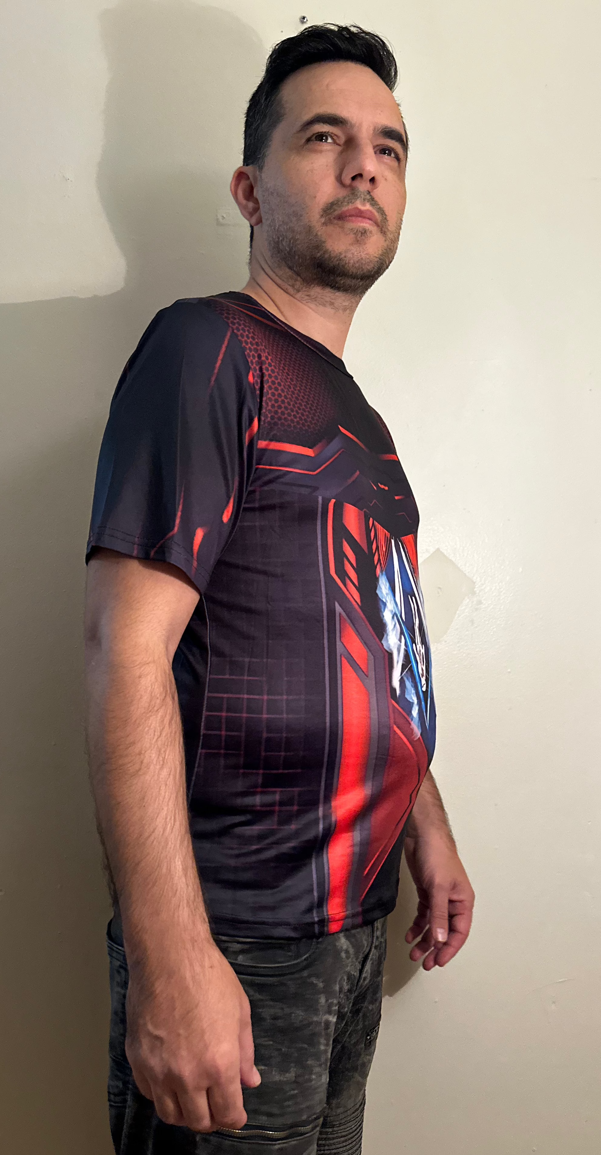 Red techno,O-neck,Short sleeve for men