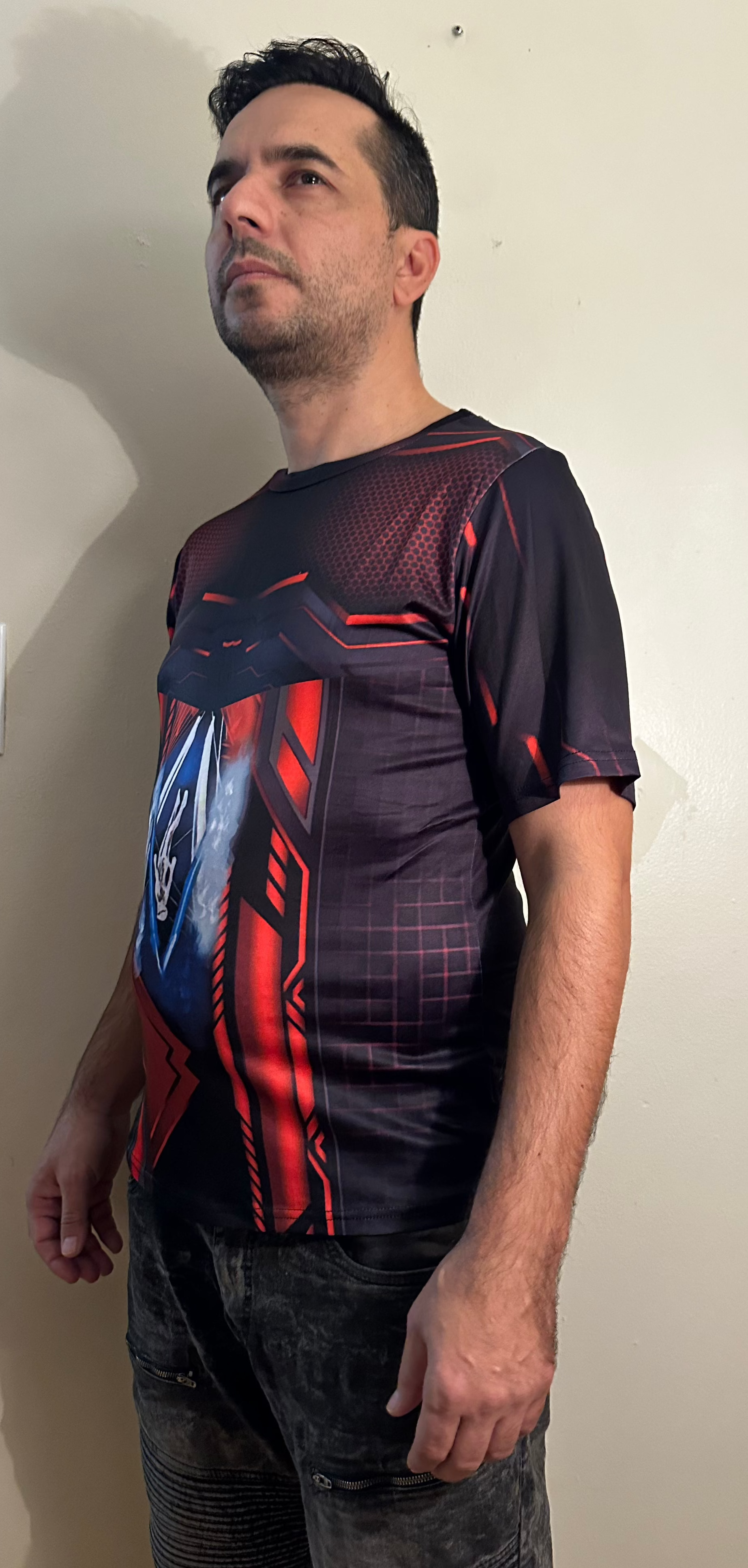 Red techno,O-neck,Short sleeve for men