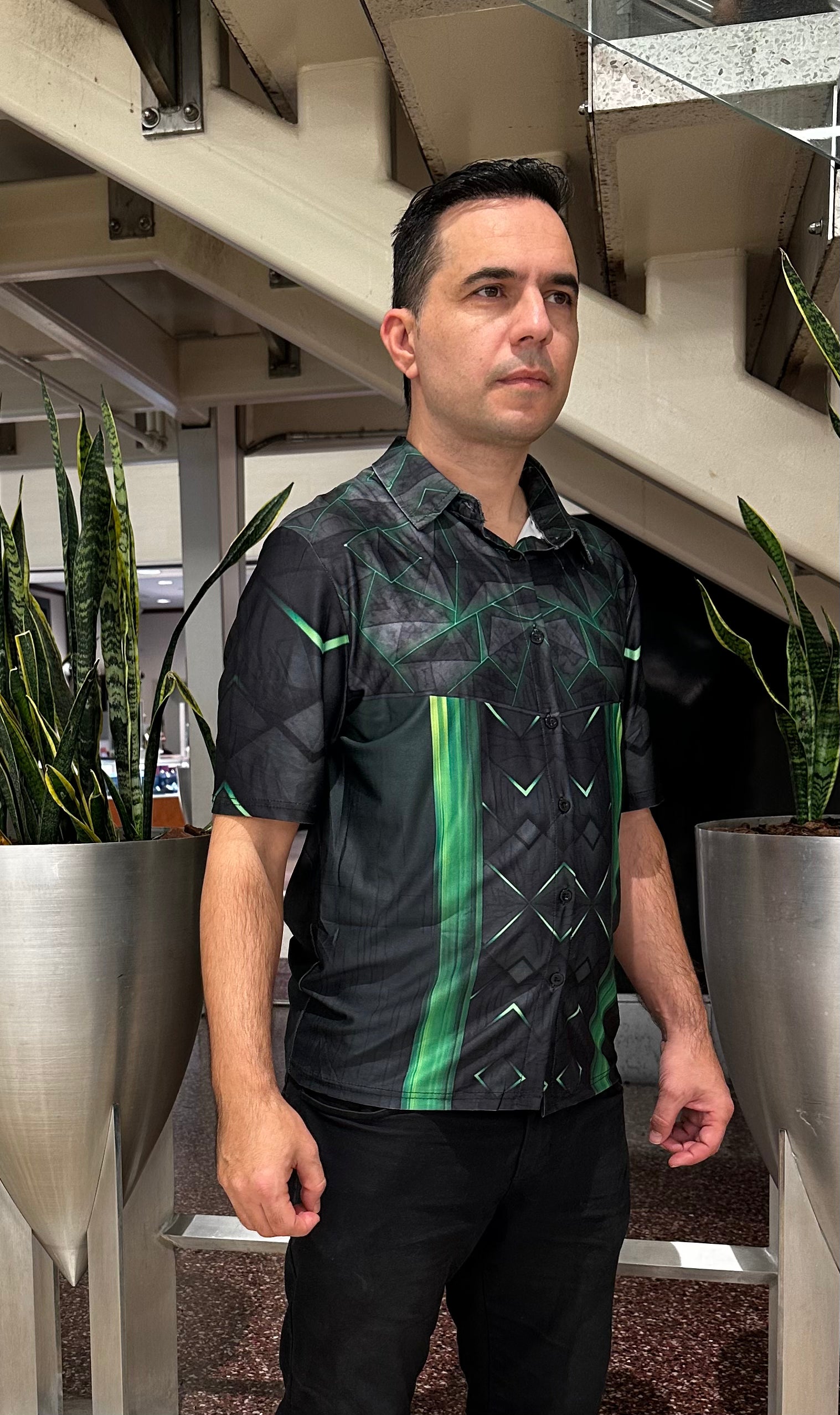 Green triangle,Casual shirt,Short sleeve for men