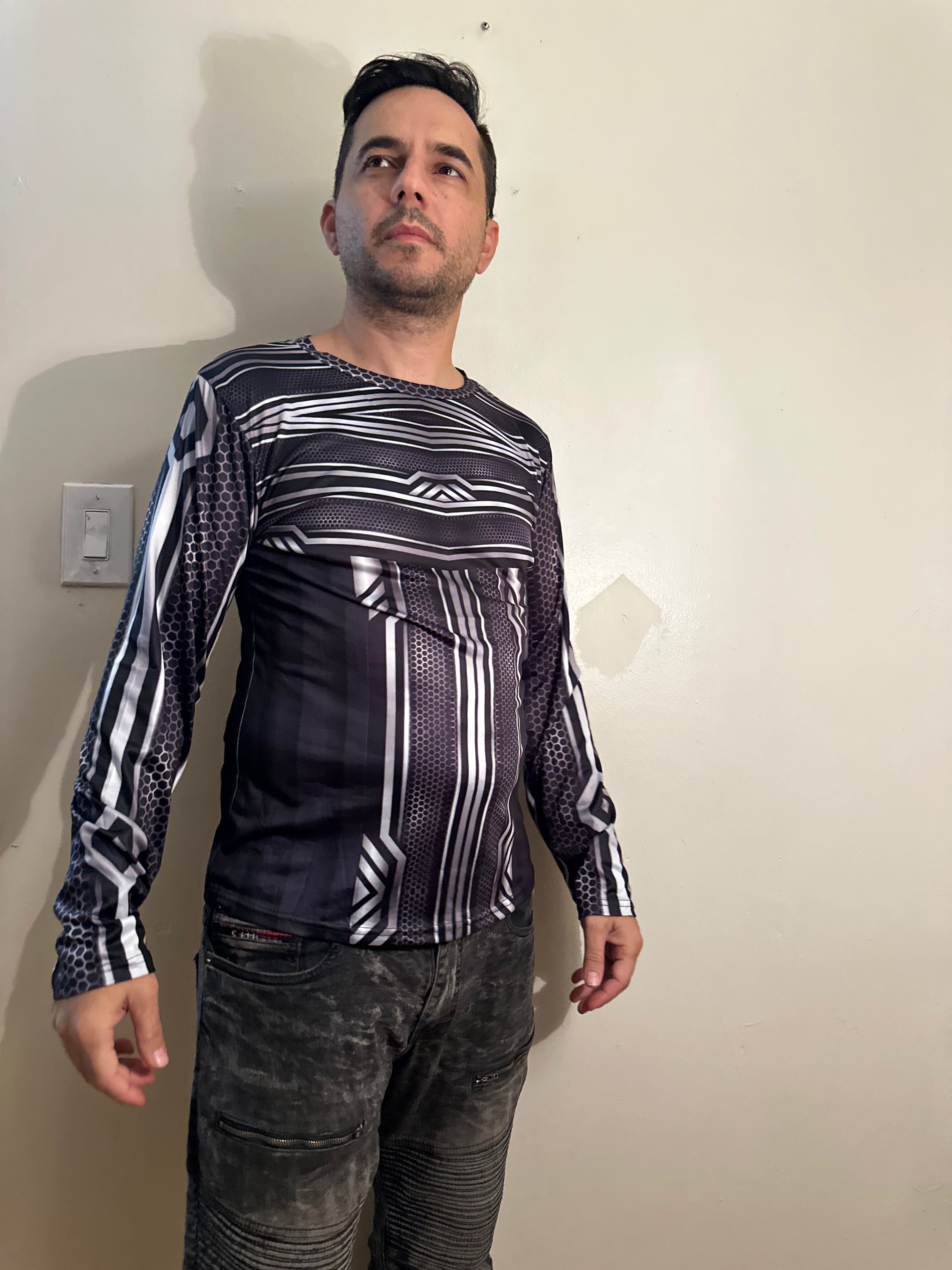 Silver line,O-neck,Long sleeve for men