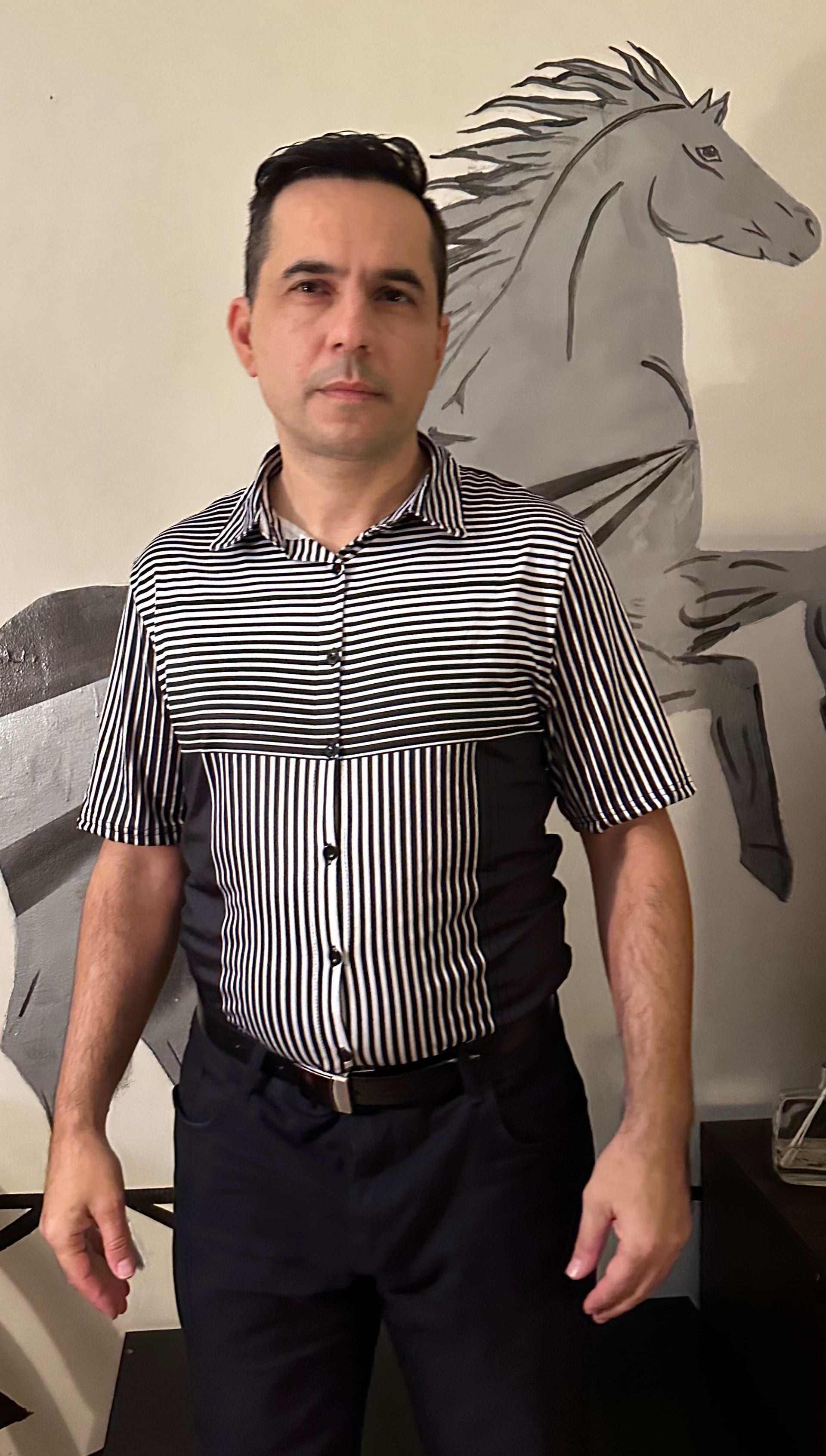 Line 3D,Casual shirt,Short sleeve for men