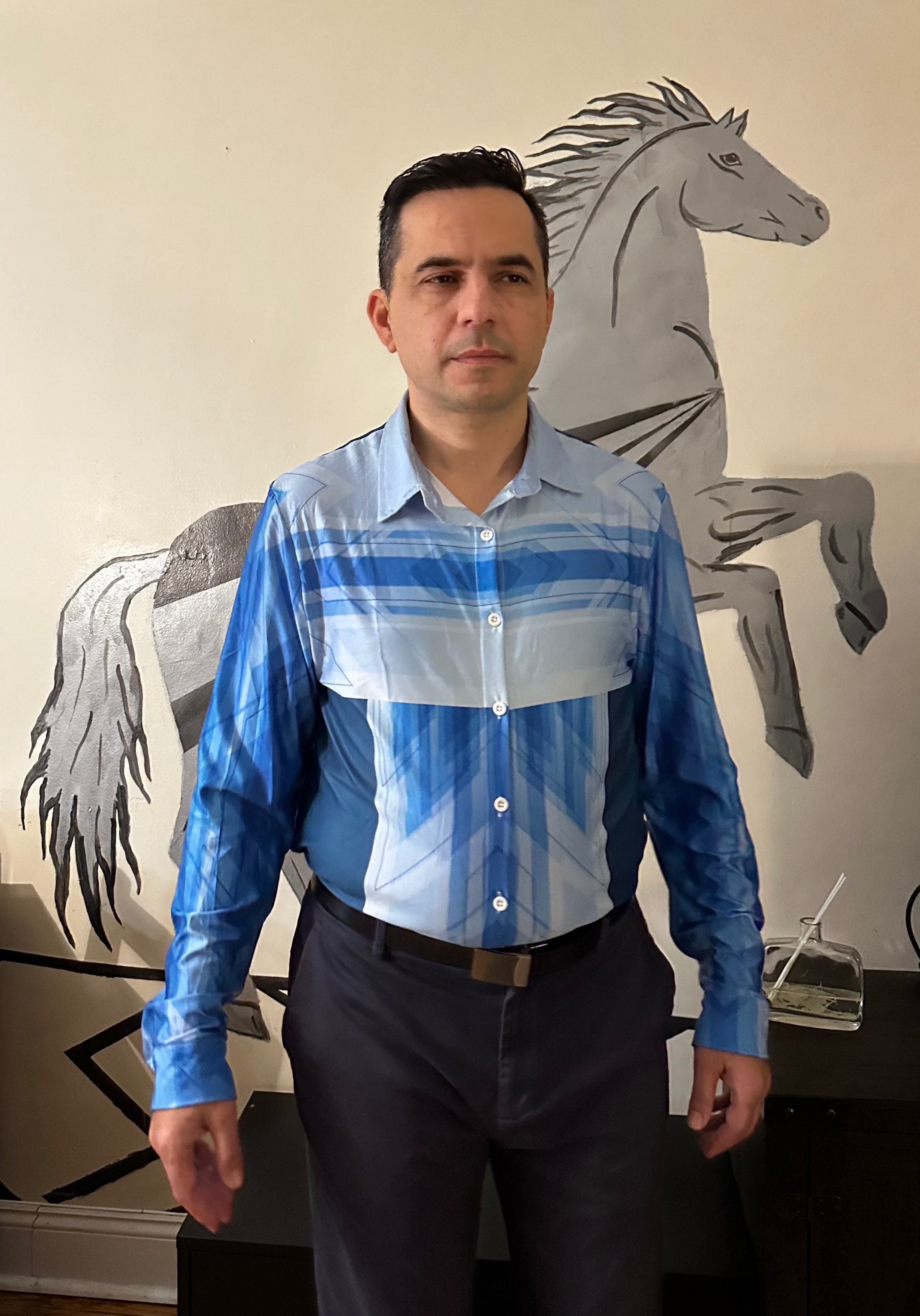 Blue line,Casual shirt,Long sleeve for Men