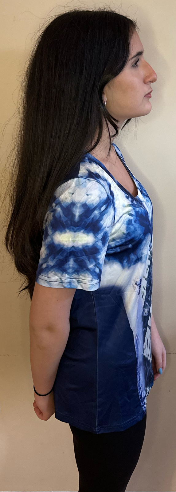 Blue tie dye,Style:O-neck,Short sleeve for Women
