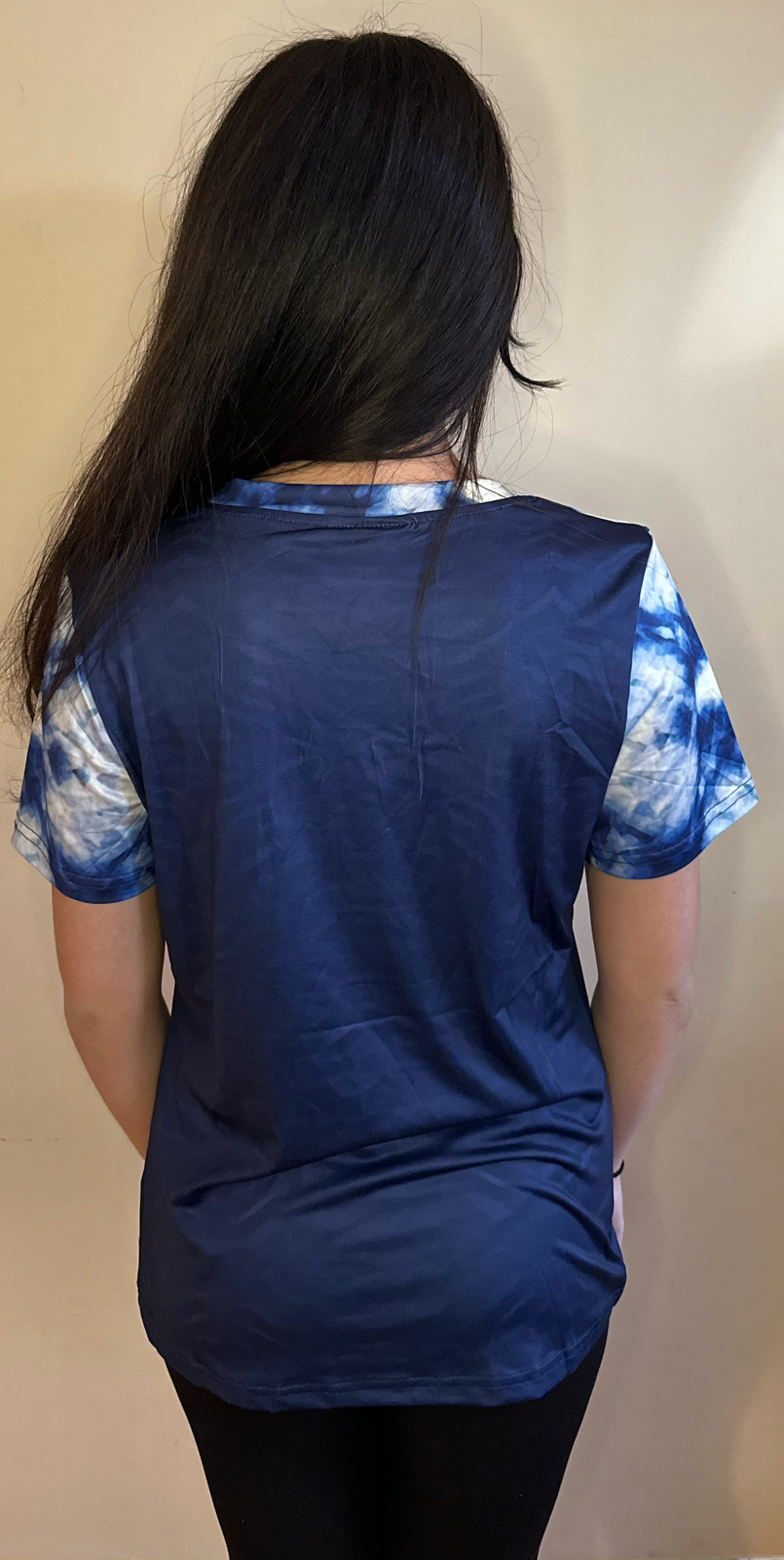 Blue tie dye,Style:O-neck,Short sleeve for Women