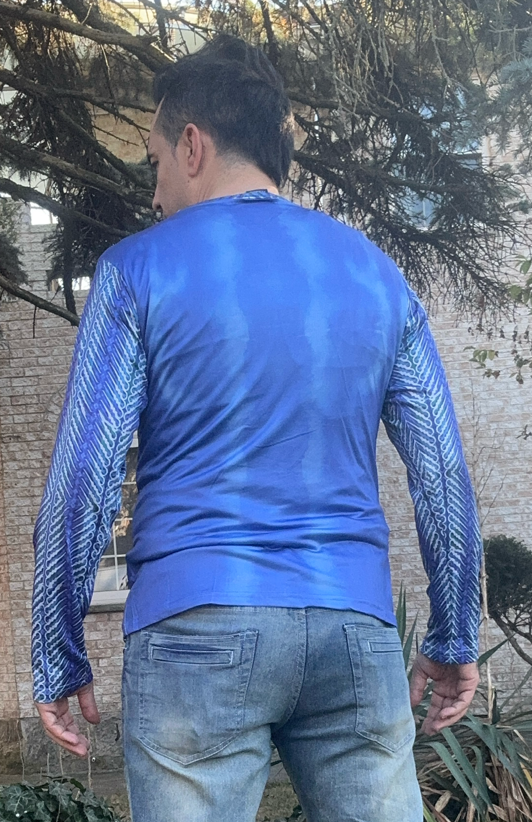 Blue maley,Style:V-neck,Long sleeve for men