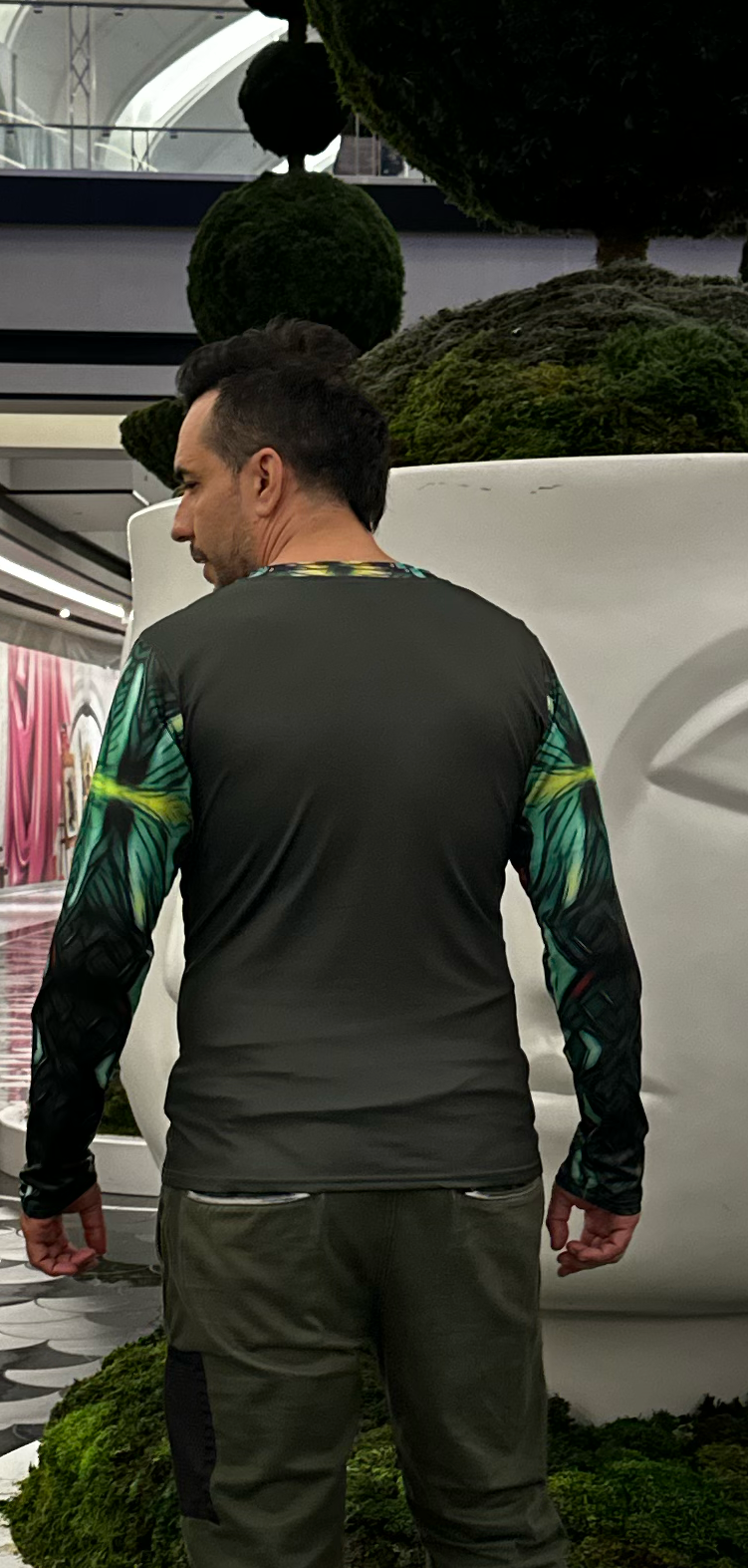 Fire Flower,V-neck,Long sleeve for Men