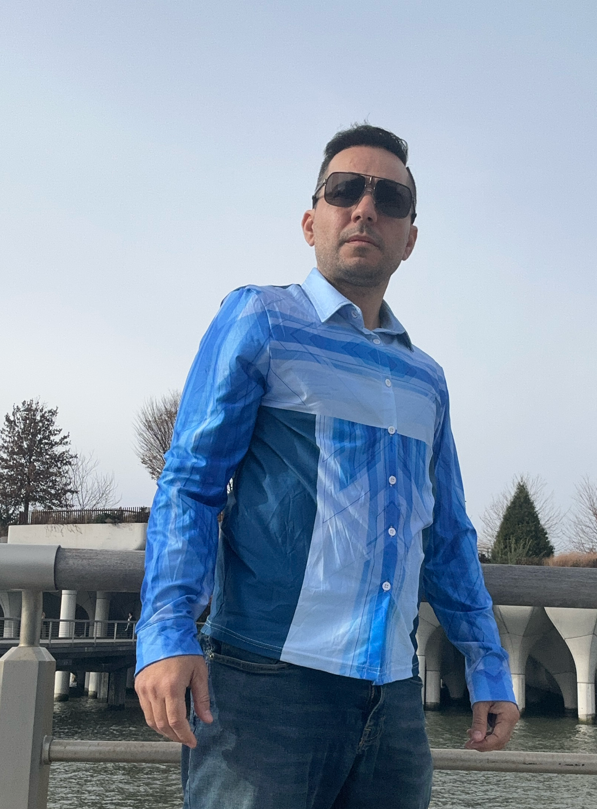 Blue line,Casual shirt,Long sleeve for Men