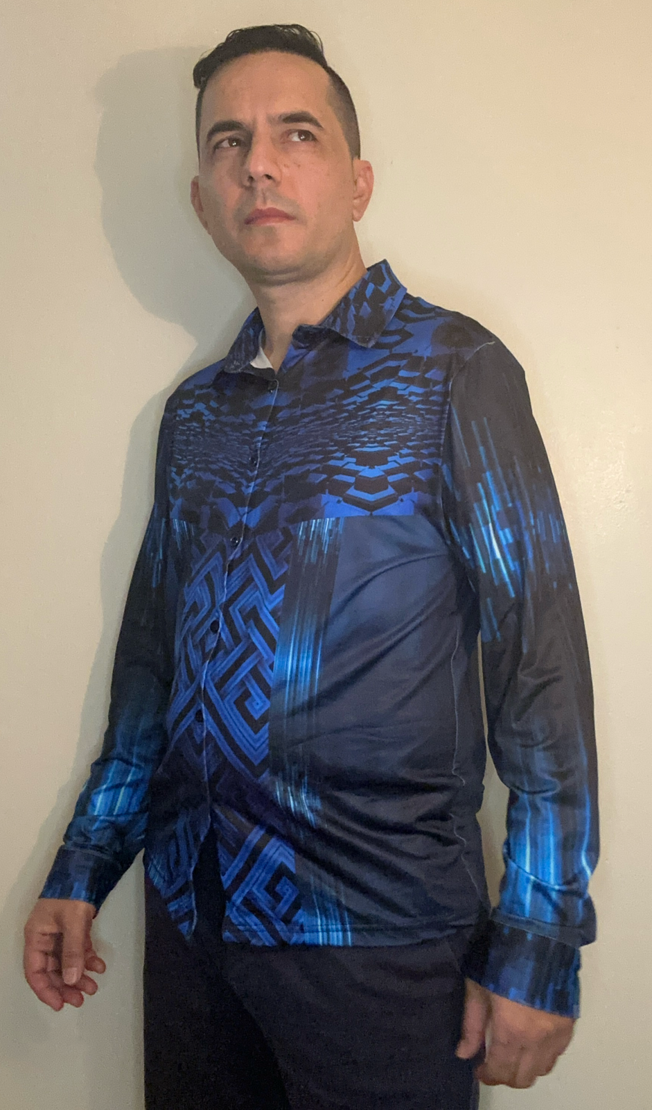 Blue Cube,Casual shirt,Long sleeve for men