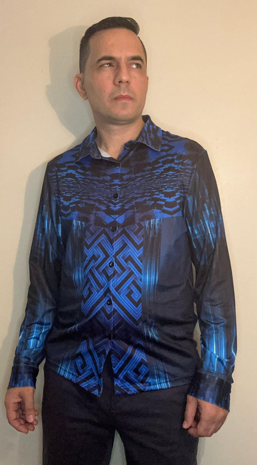 Blue Cube,Casual shirt,Long sleeve for men