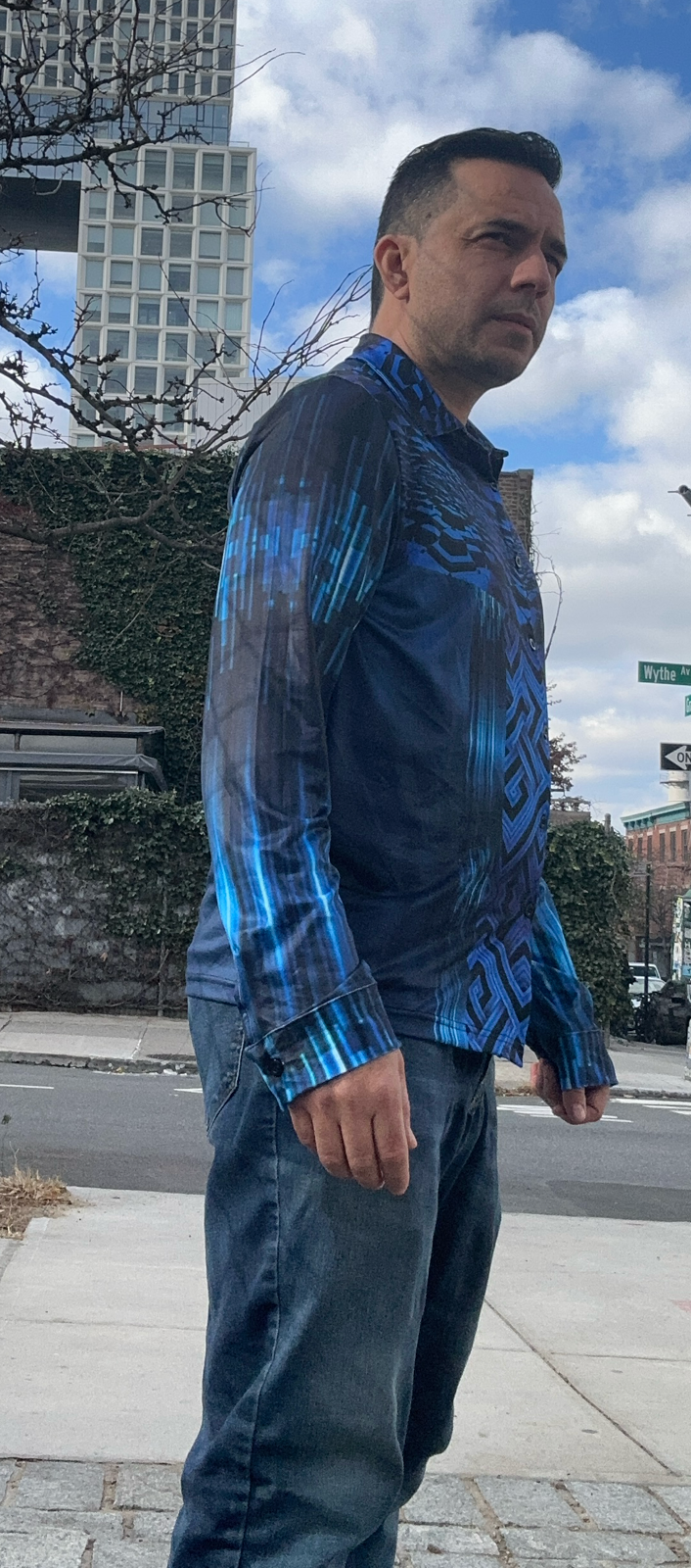 Blue Cube,Casual shirt,Long sleeve for men