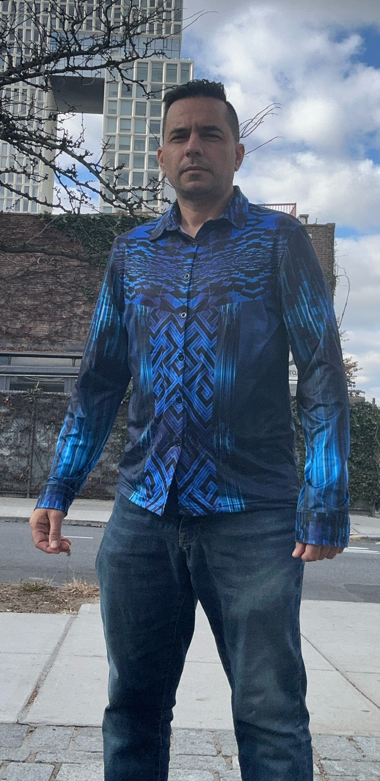 Blue Cube,Casual shirt,Long sleeve for men