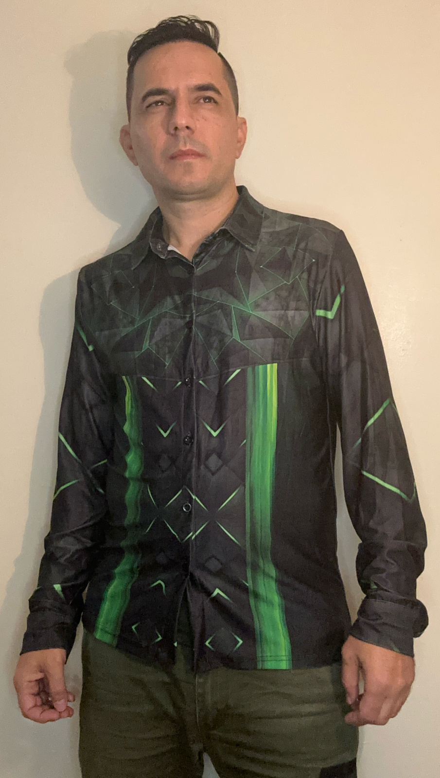 Green triangle,Casual shirt,Long sleeve for men