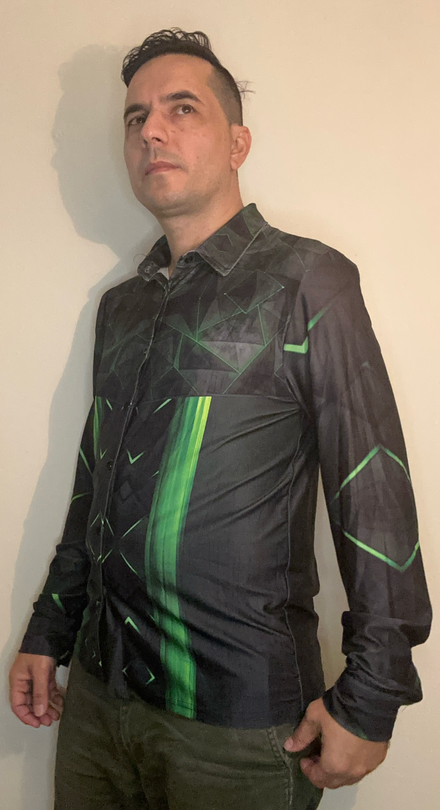 Green triangle,Casual shirt,Long sleeve for men