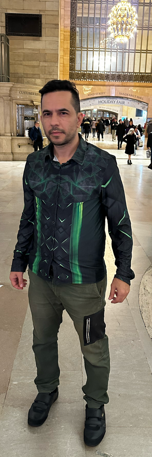 Green triangle,Casual shirt,Long sleeve for men