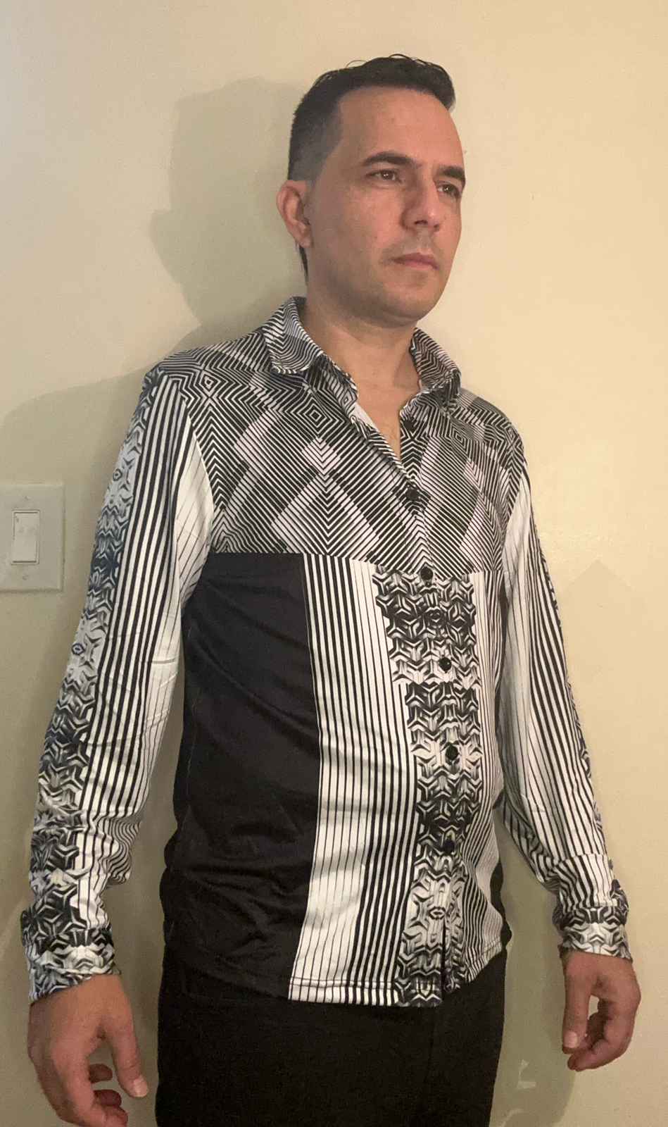 Silver cube,Casual shirt,Long sleeve for men