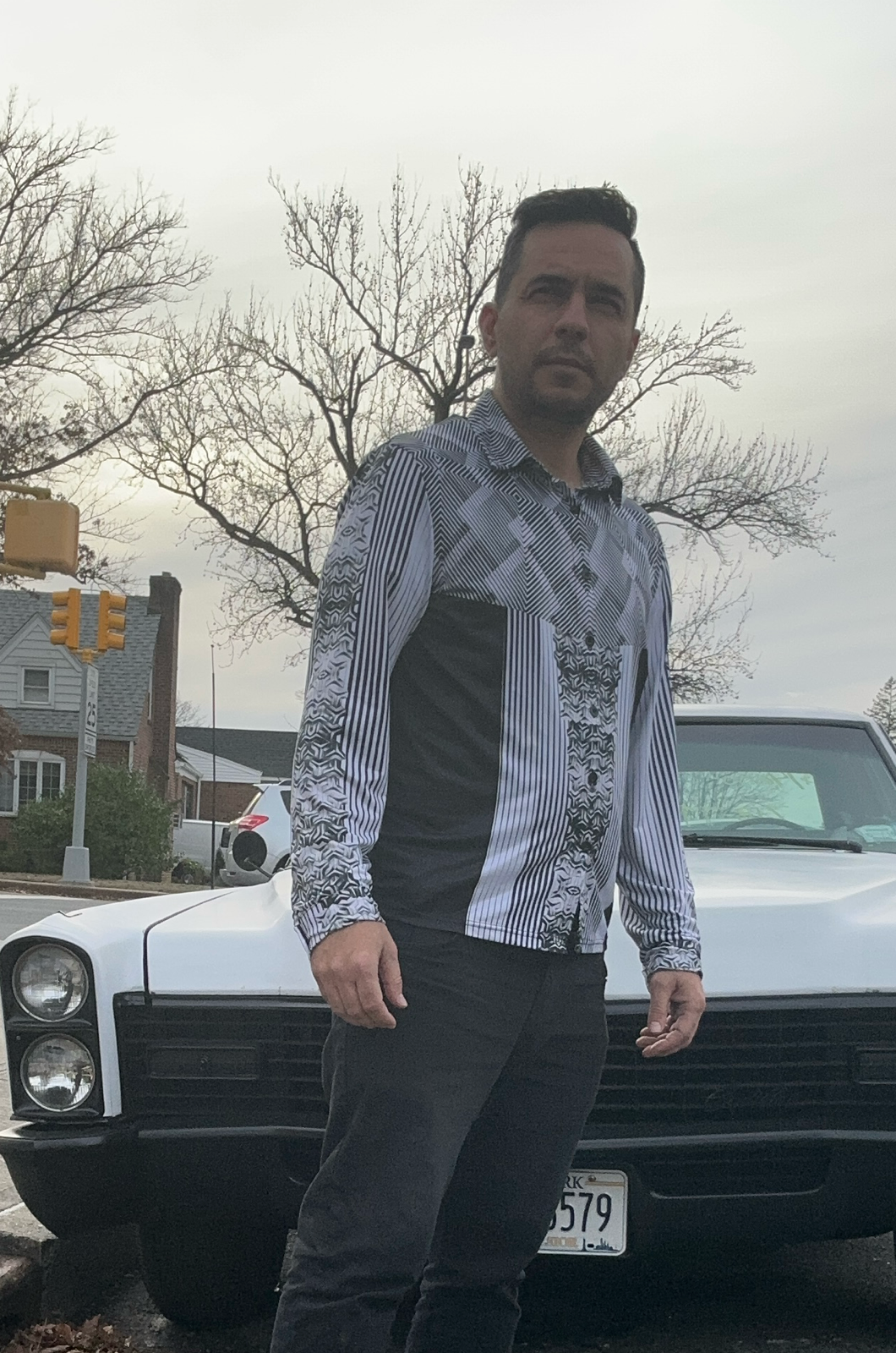 Silver cube,Casual shirt,Long sleeve for men