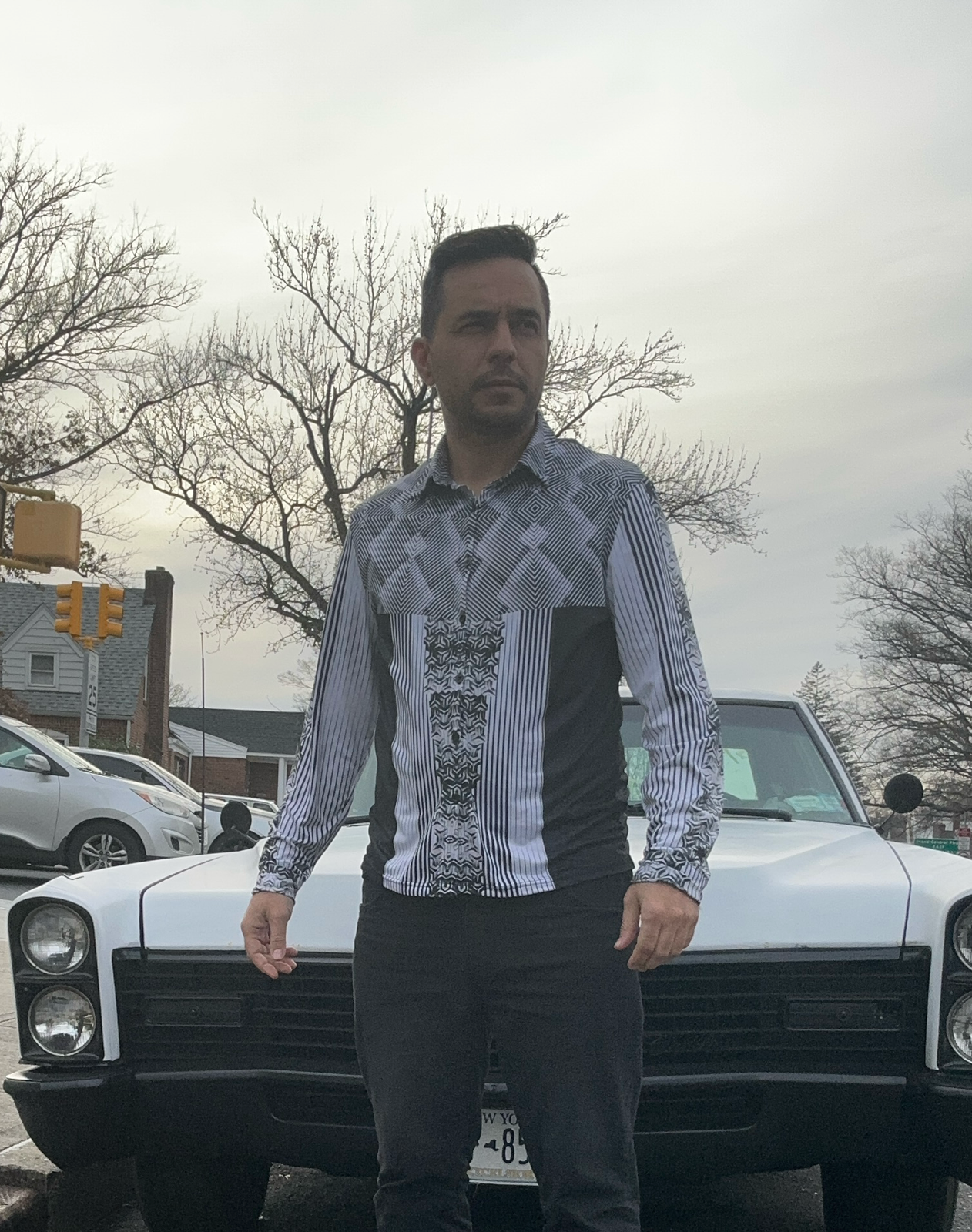 Silver cube,Casual shirt,Long sleeve for men