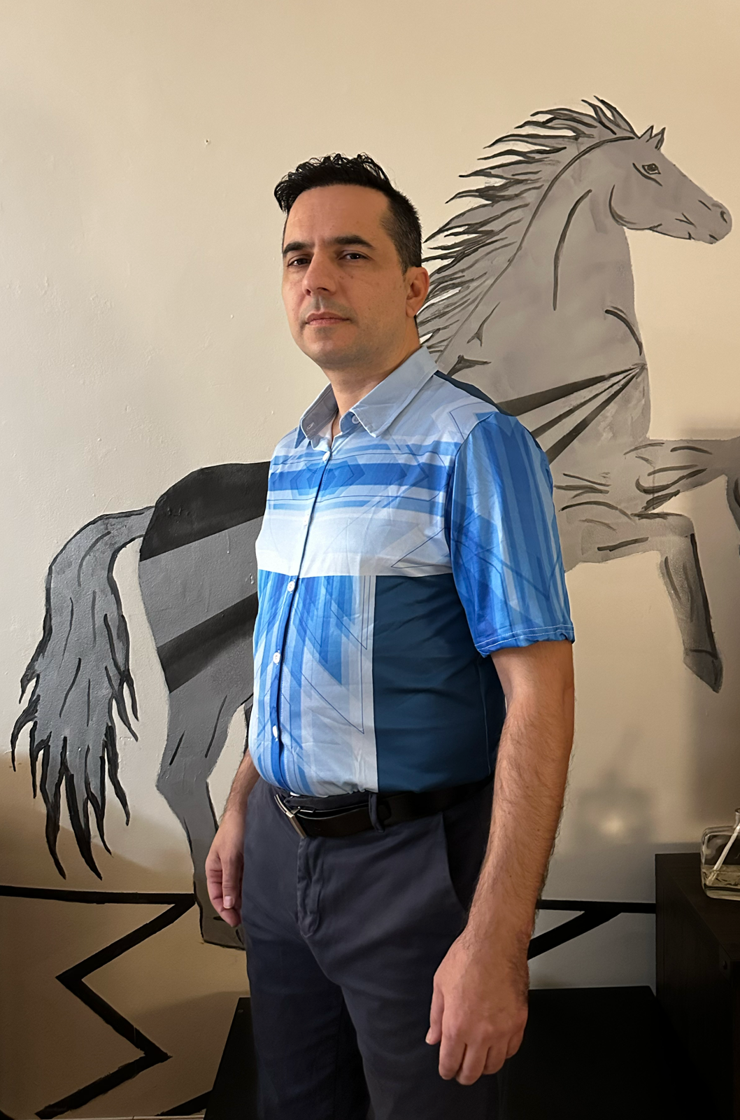 Blue line,Casual shirt,Short sleeve for Men