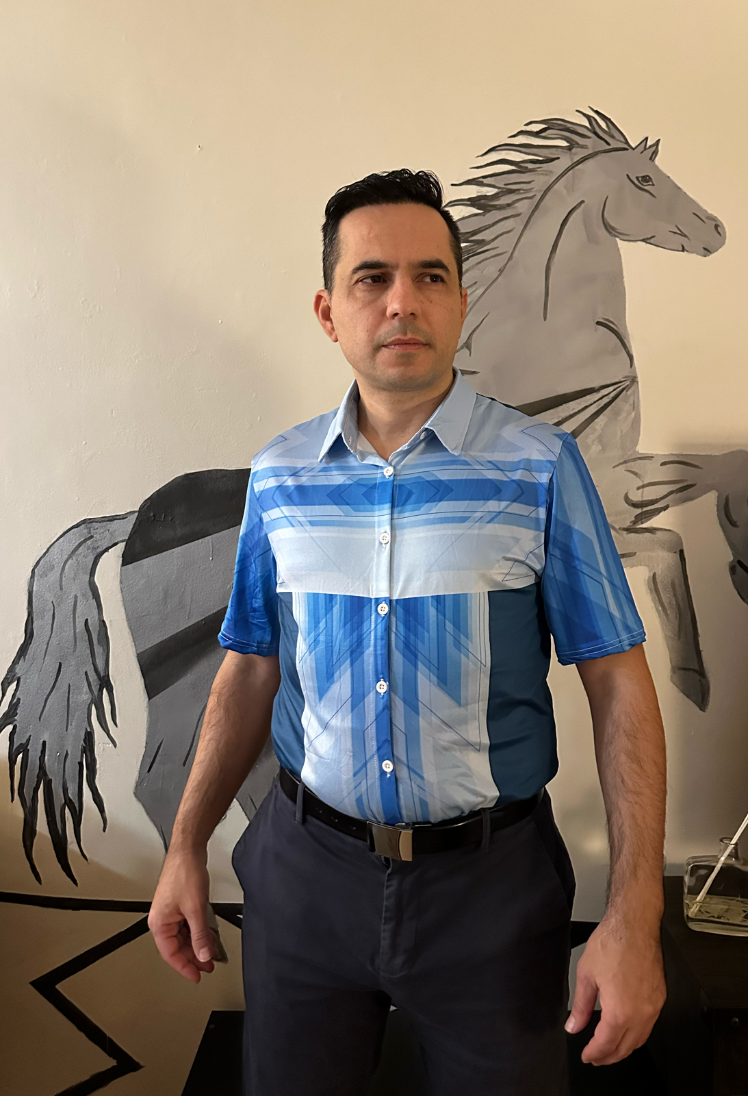 Blue line,Casual shirt,Short sleeve for Men