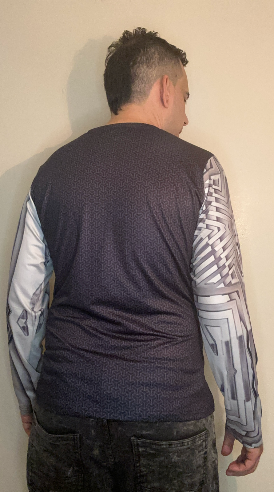 Silver triangle,Style:V-neck,Long sleeve for men