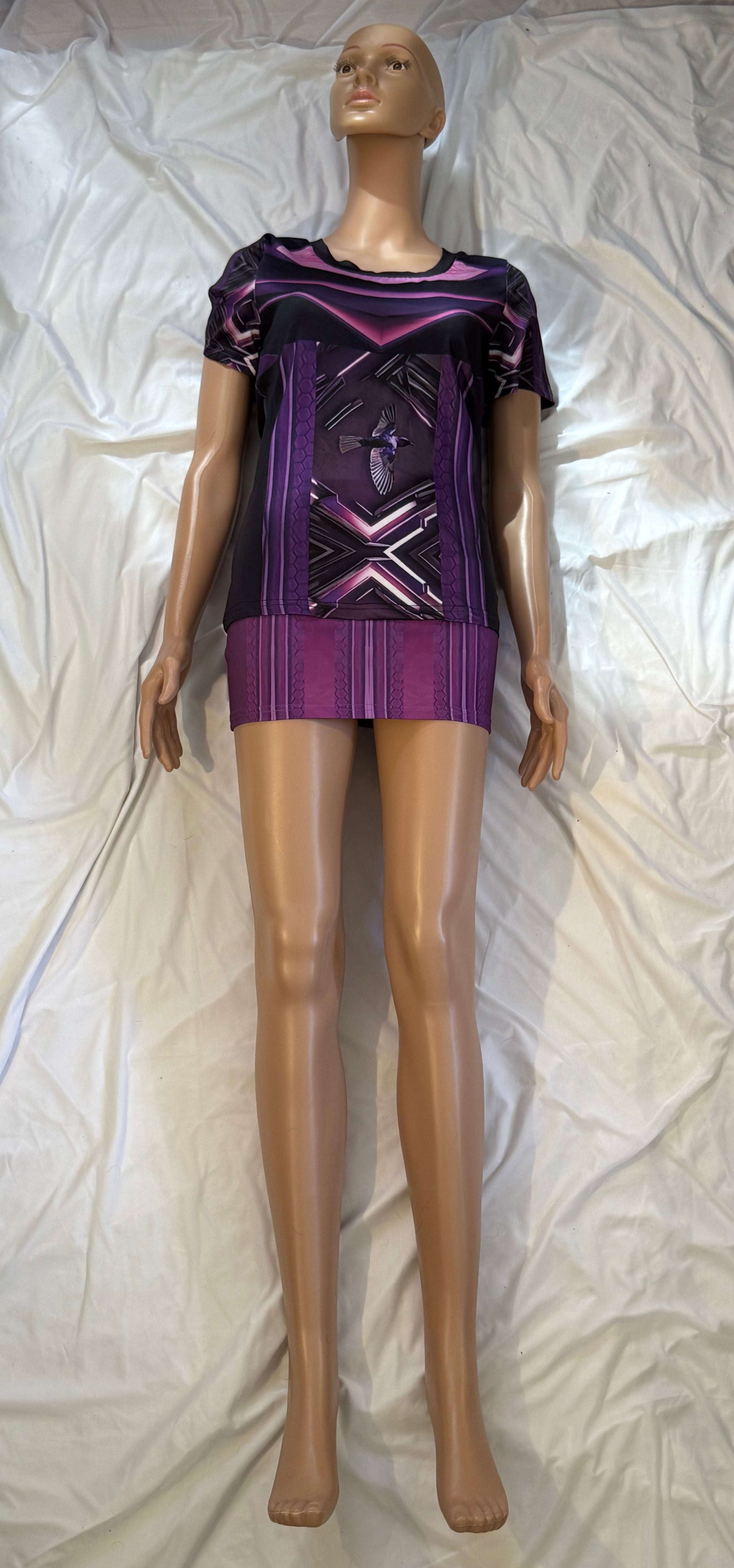 Lavender ,Elegant Purple Lower-Waist Mini Skirt for Stylish Women