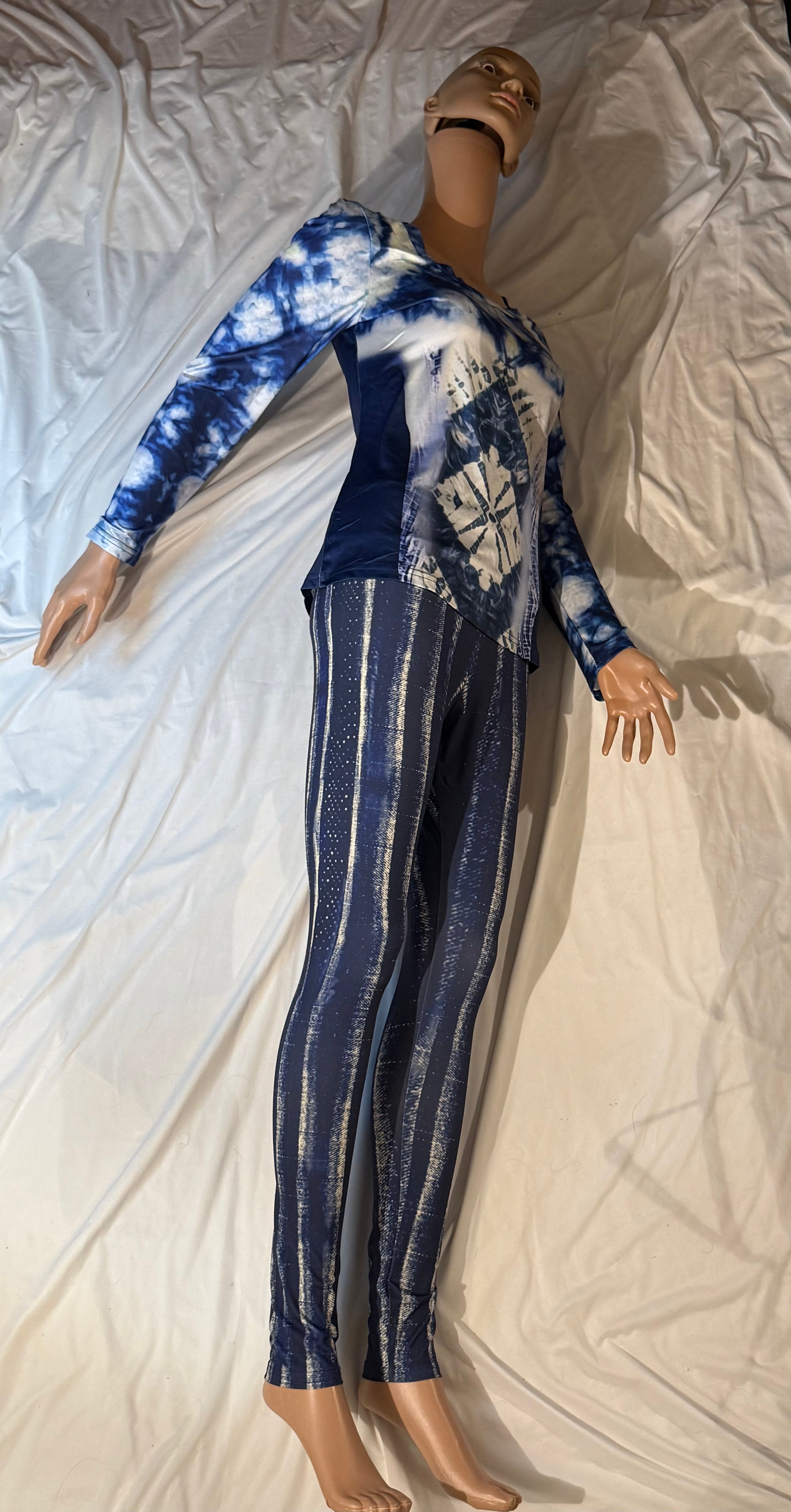 Blue tie dye jeans pattern,Women&