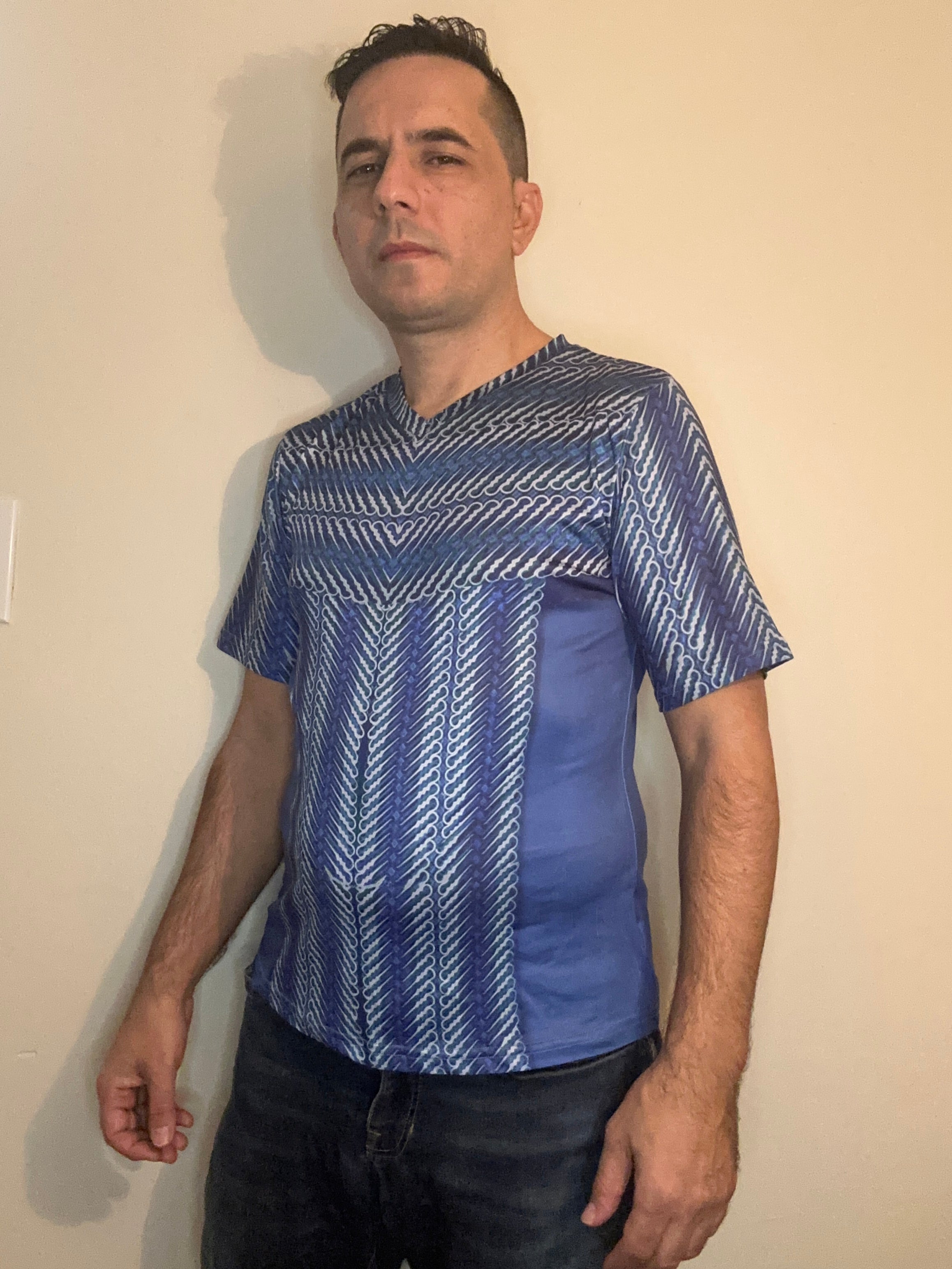 Blue maley,Style:V-neck,Short sleeve for men