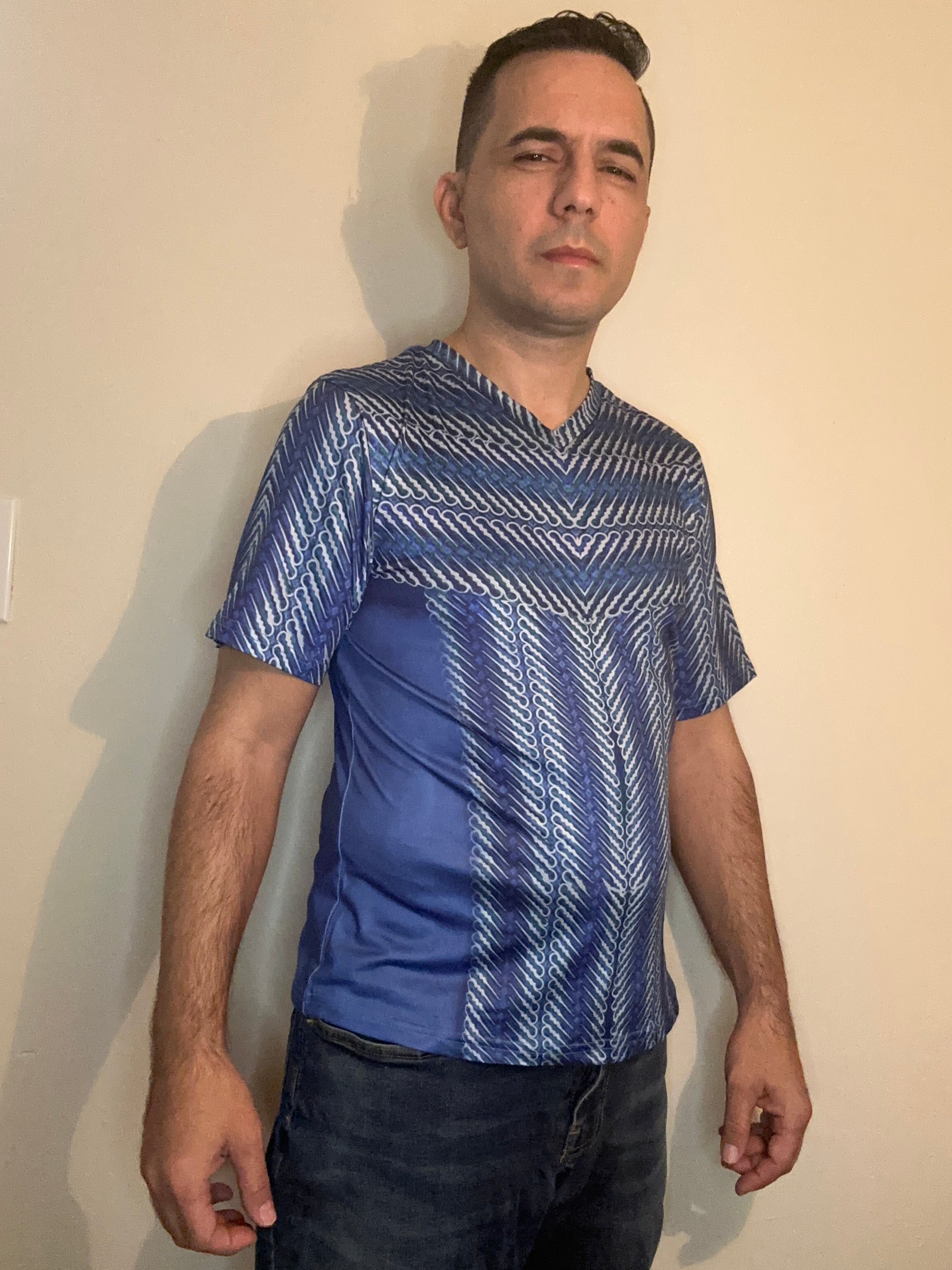 Blue maley,Style:V-neck,Short sleeve for men