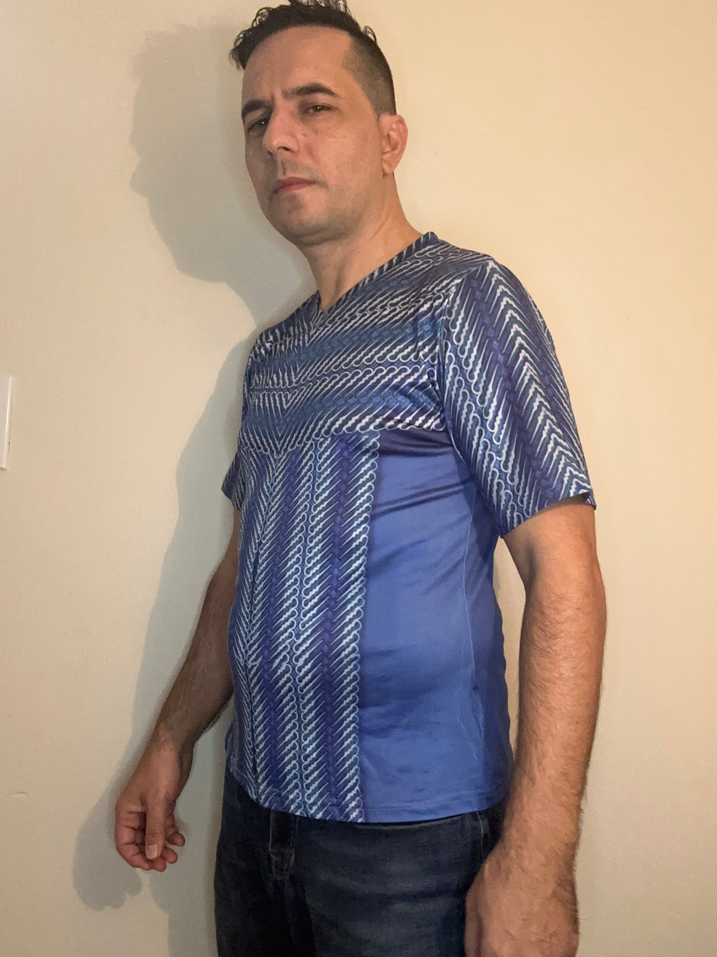 Blue maley,Style:V-neck,Short sleeve for men